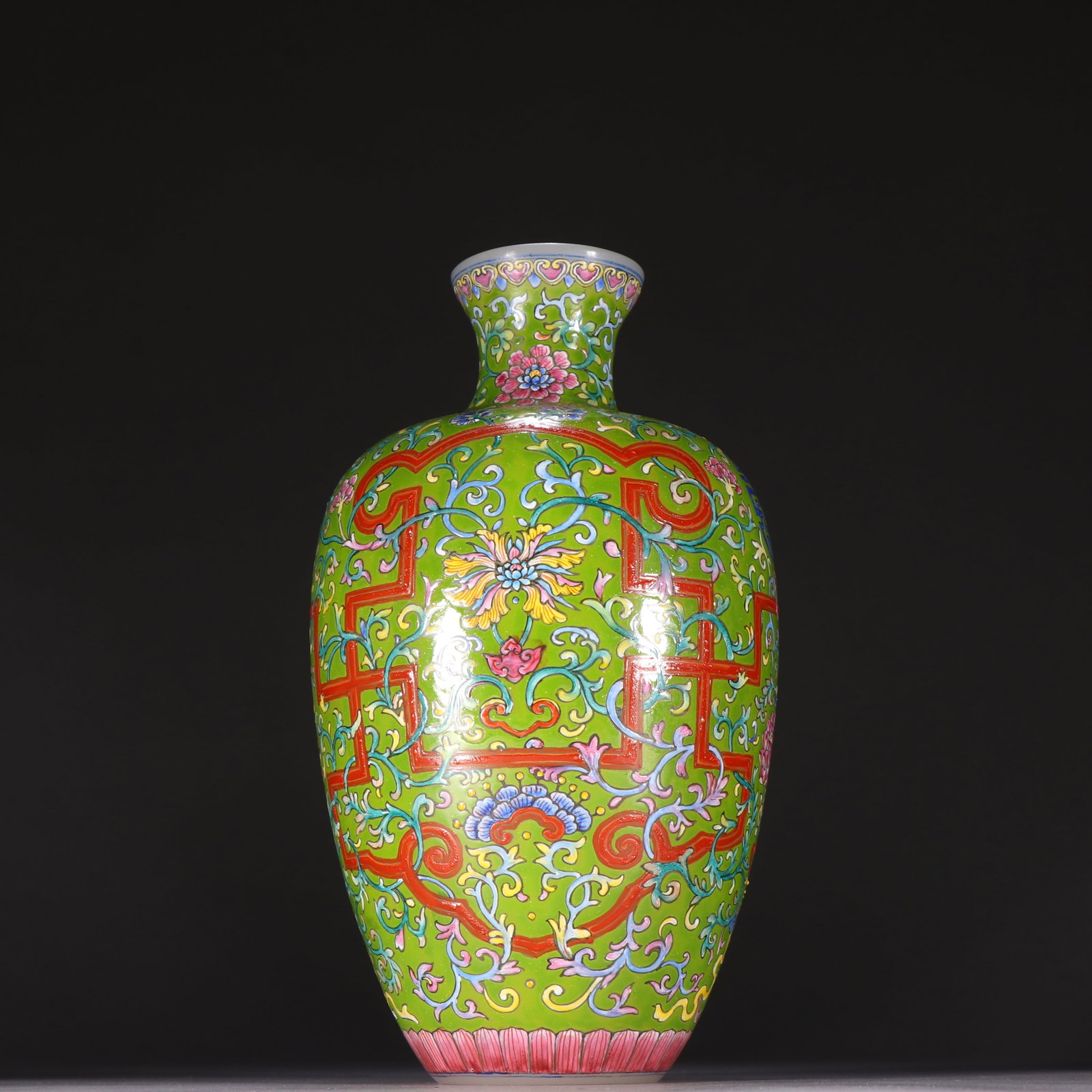 Enamel Drawing Glassware Flower Pattern Vase (1 of 7)
