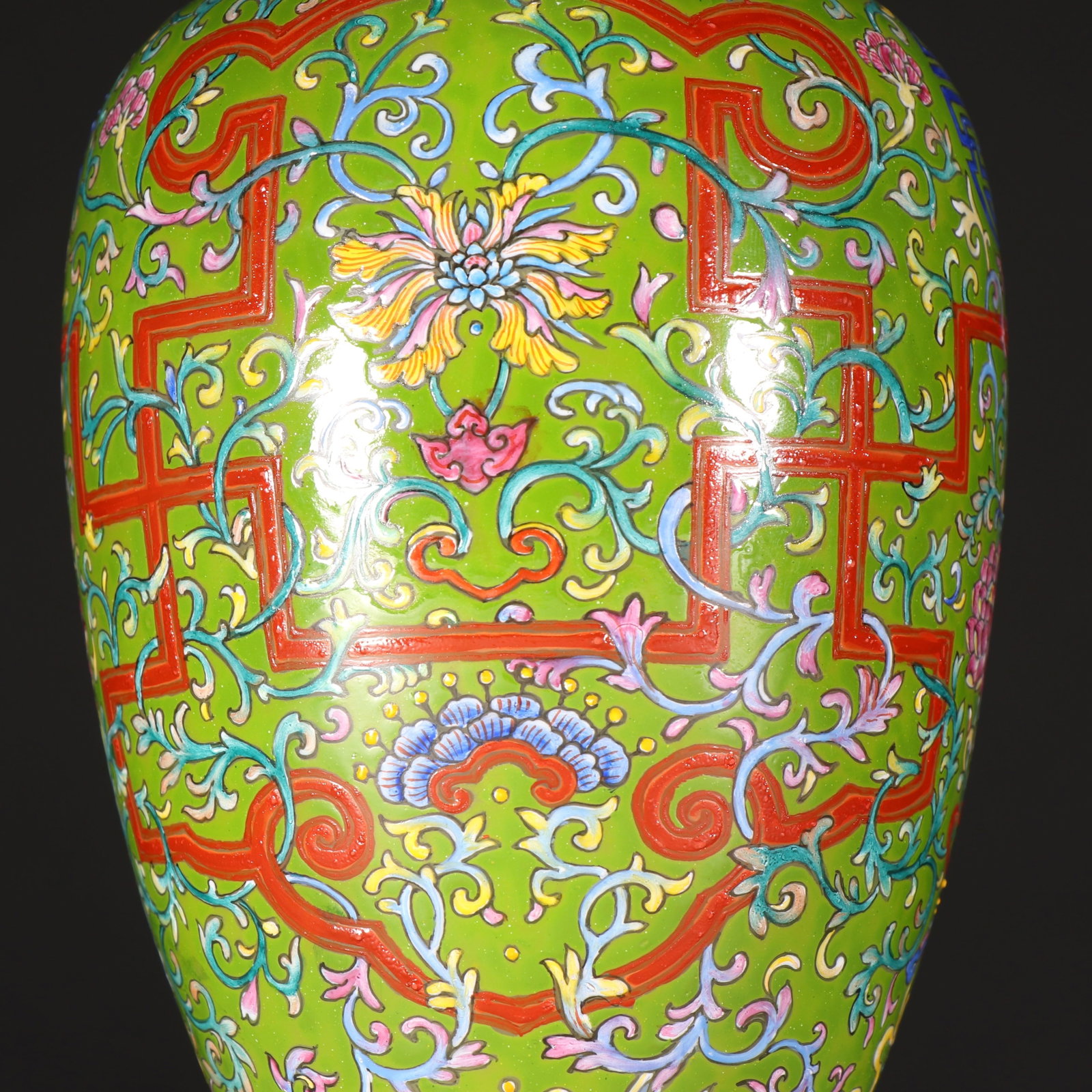 Enamel Drawing Glassware Flower Pattern Vase - 2