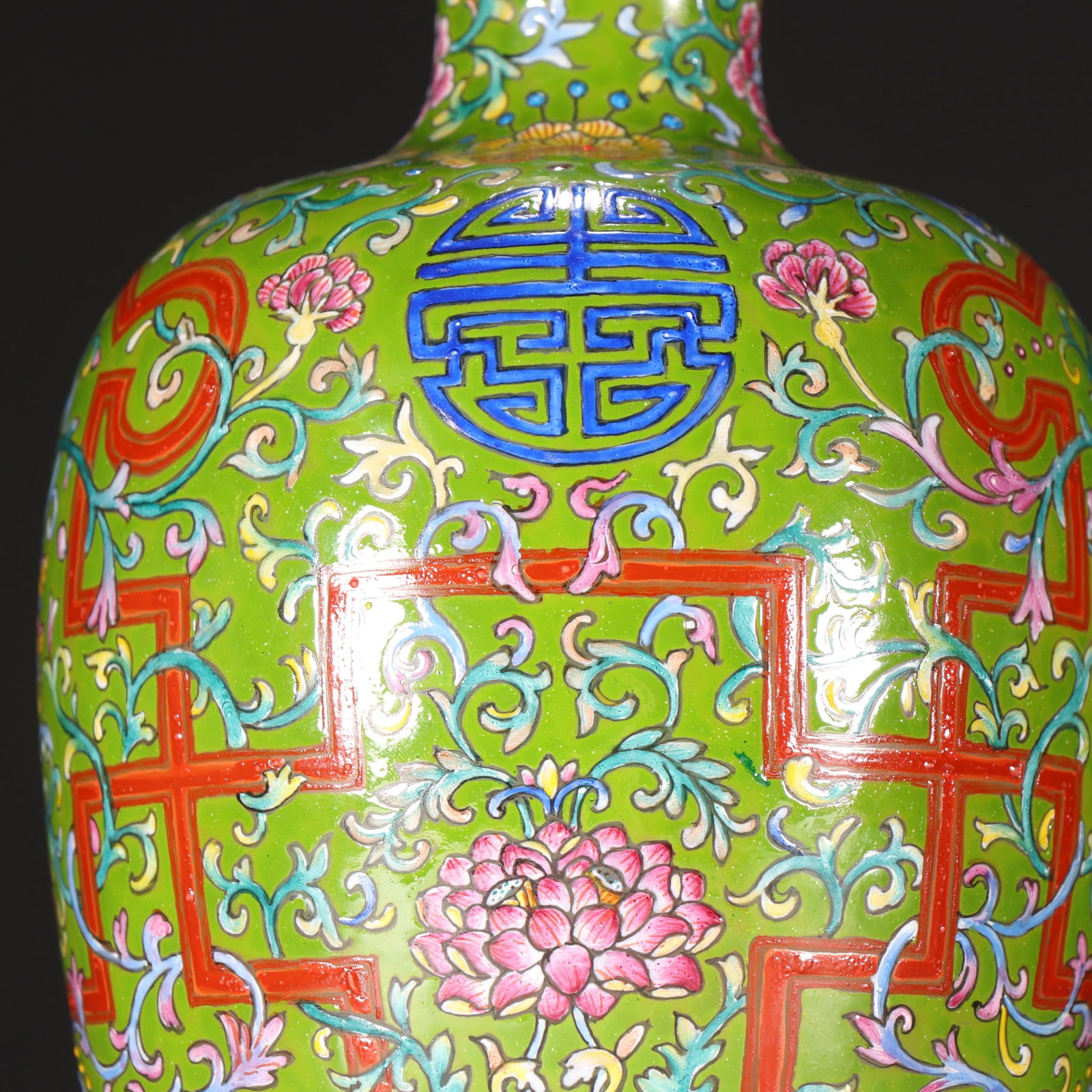 Enamel Drawing Glassware Flower Pattern Vase - 3