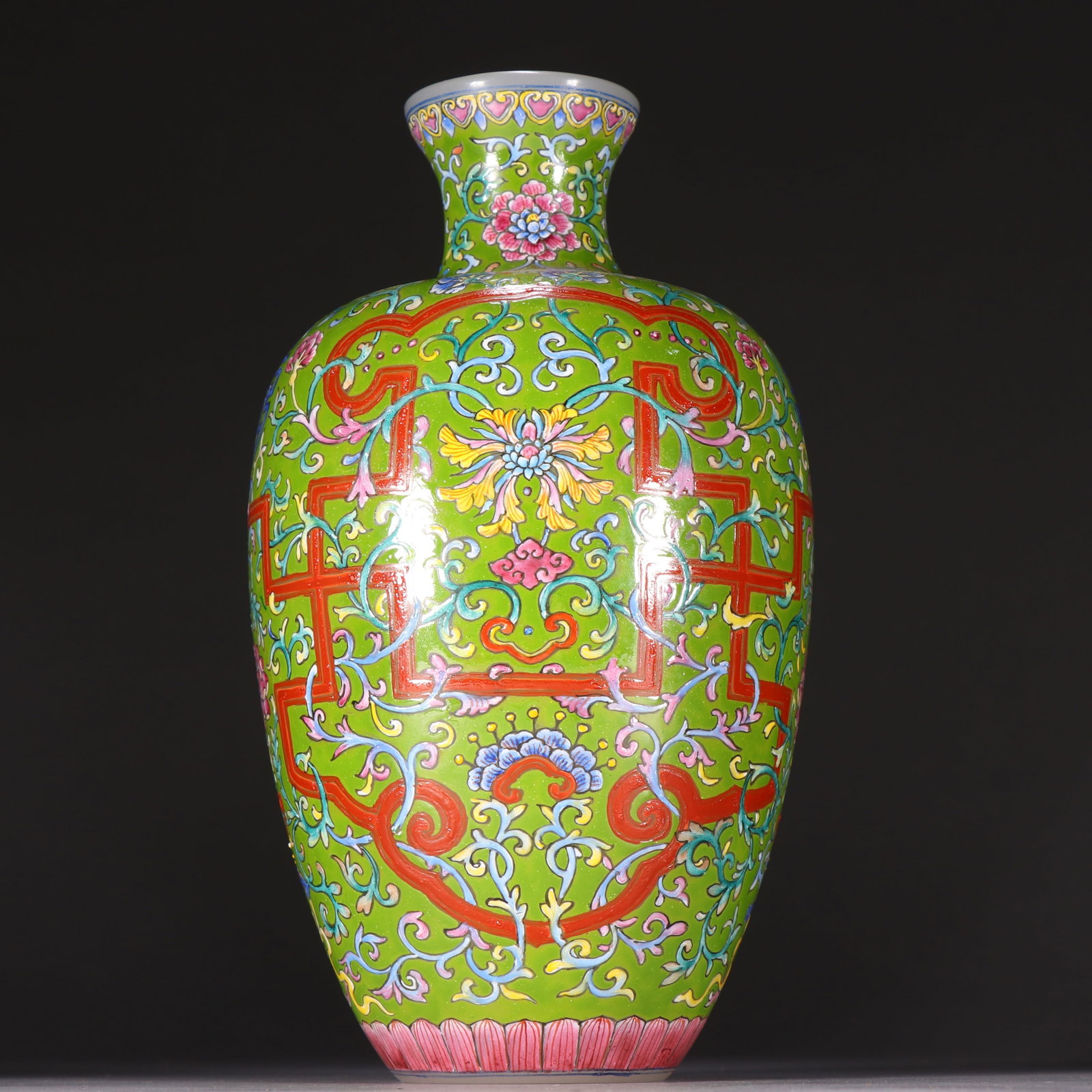 Enamel Drawing Glassware Flower Pattern Vase - 4