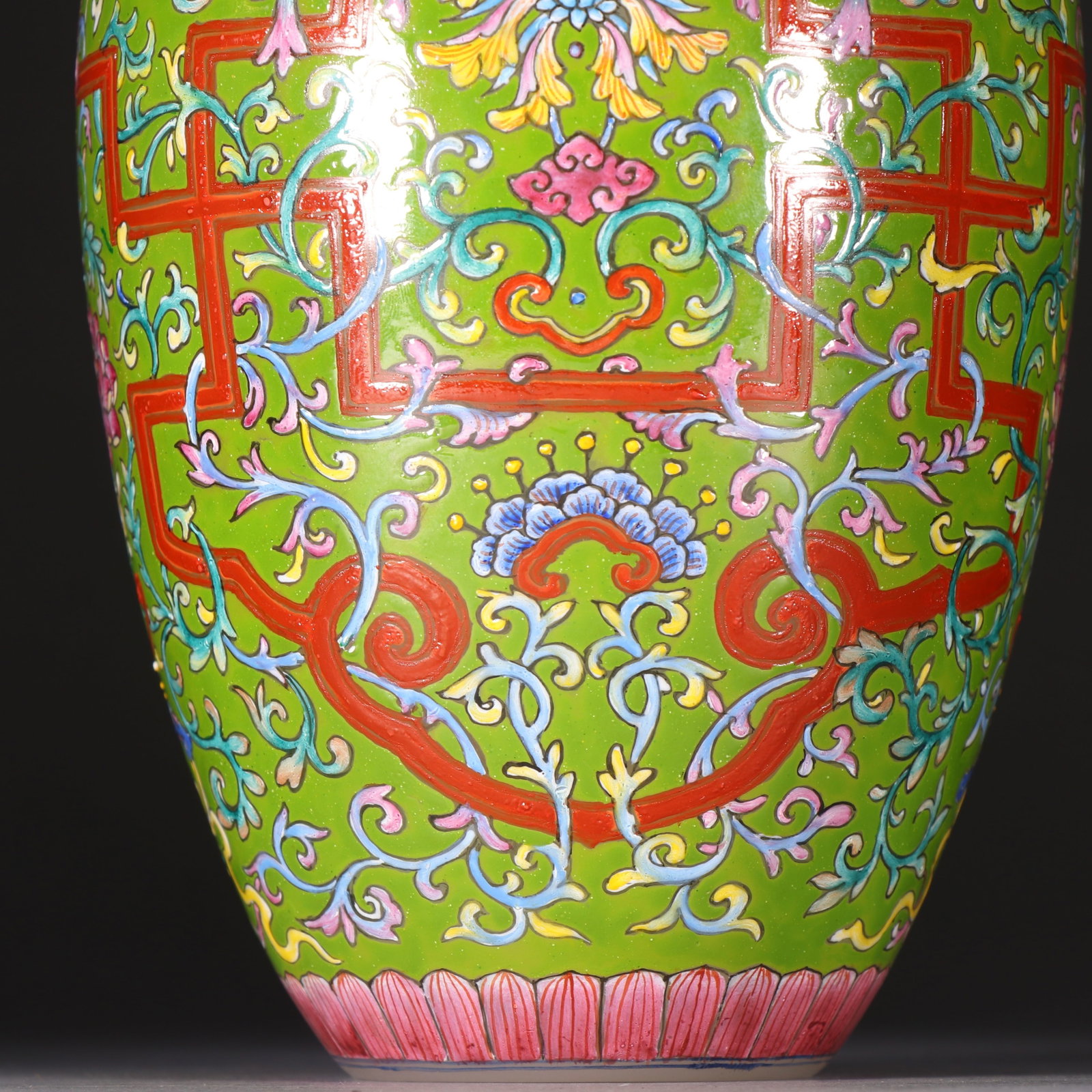 Enamel Drawing Glassware Flower Pattern Vase - 5