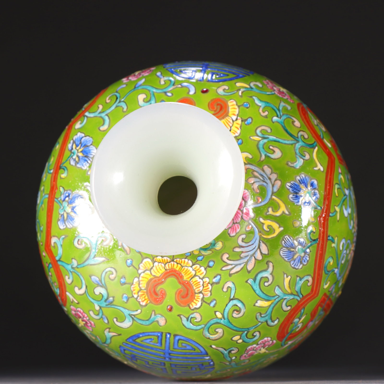 Enamel Drawing Glassware Flower Pattern Vase - 6