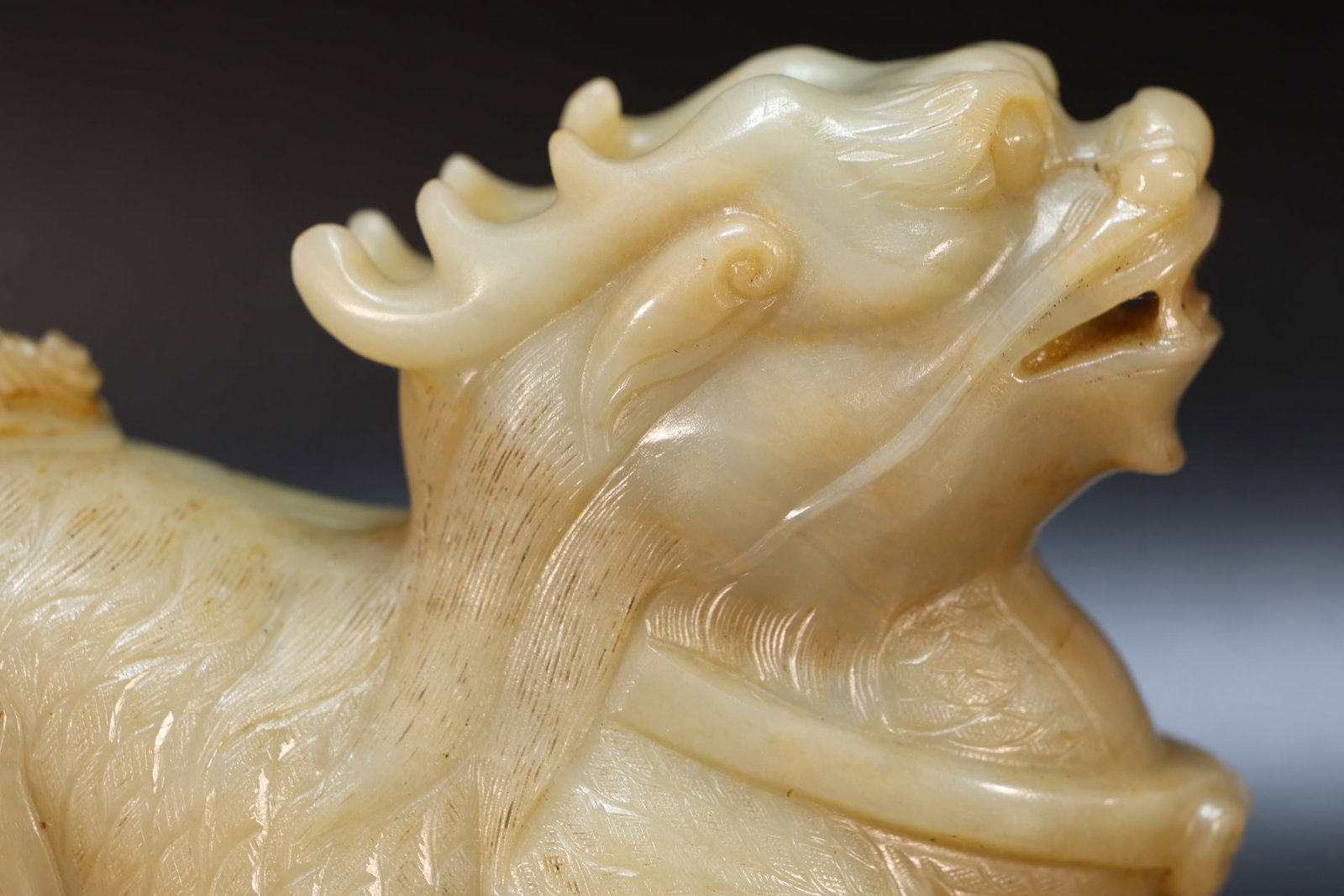 Jade Carved Kirin Shape Figure - 2