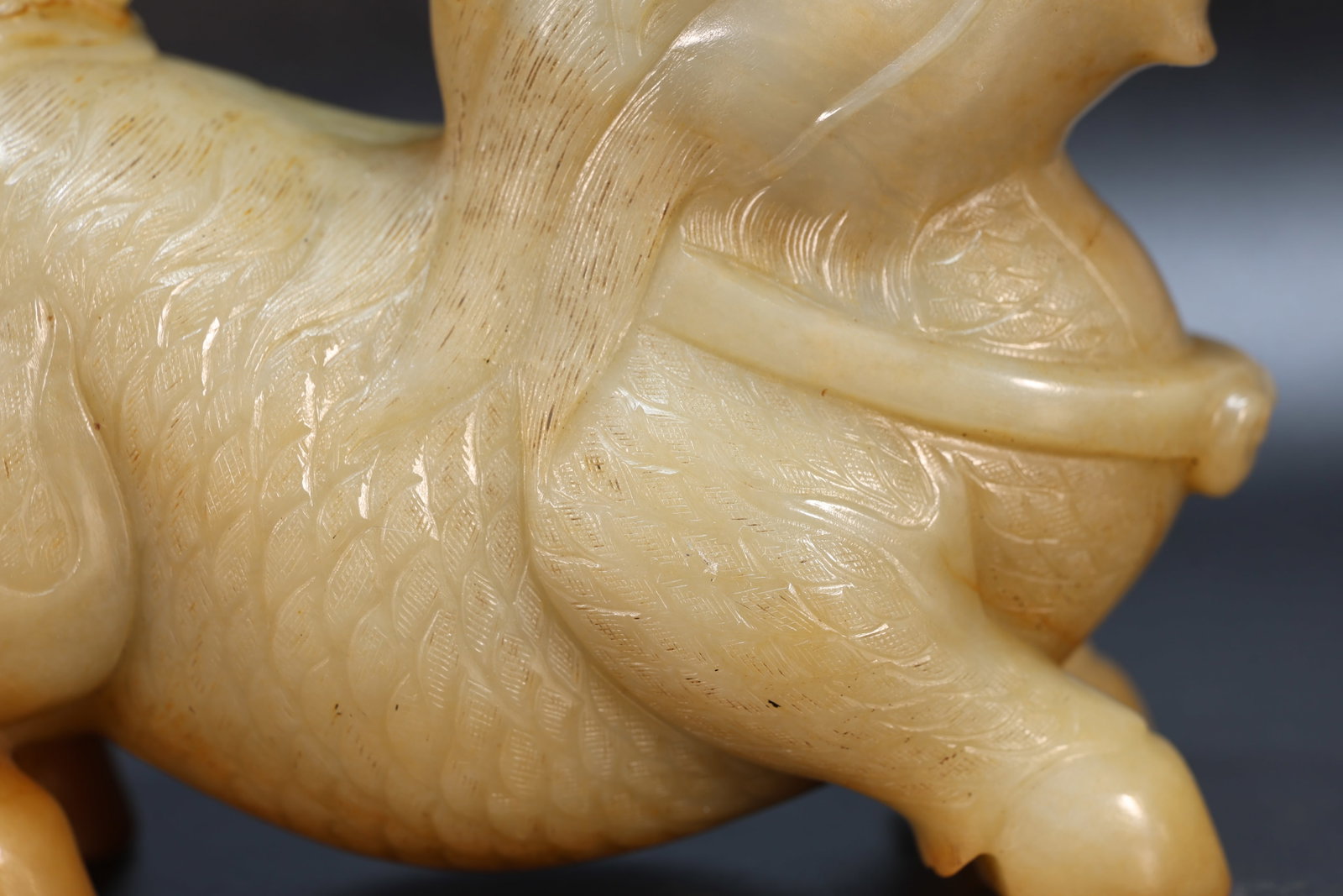 Jade Carved Kirin Shape Figure - 3