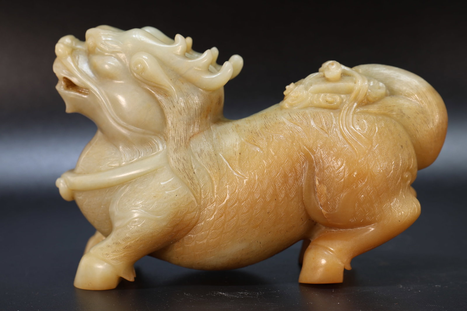 Jade Carved Kirin Shape Figure - 6