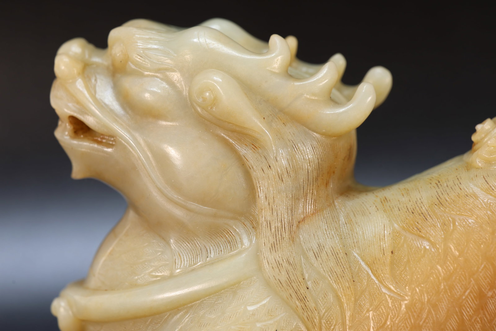 Jade Carved Kirin Shape Figure - 7