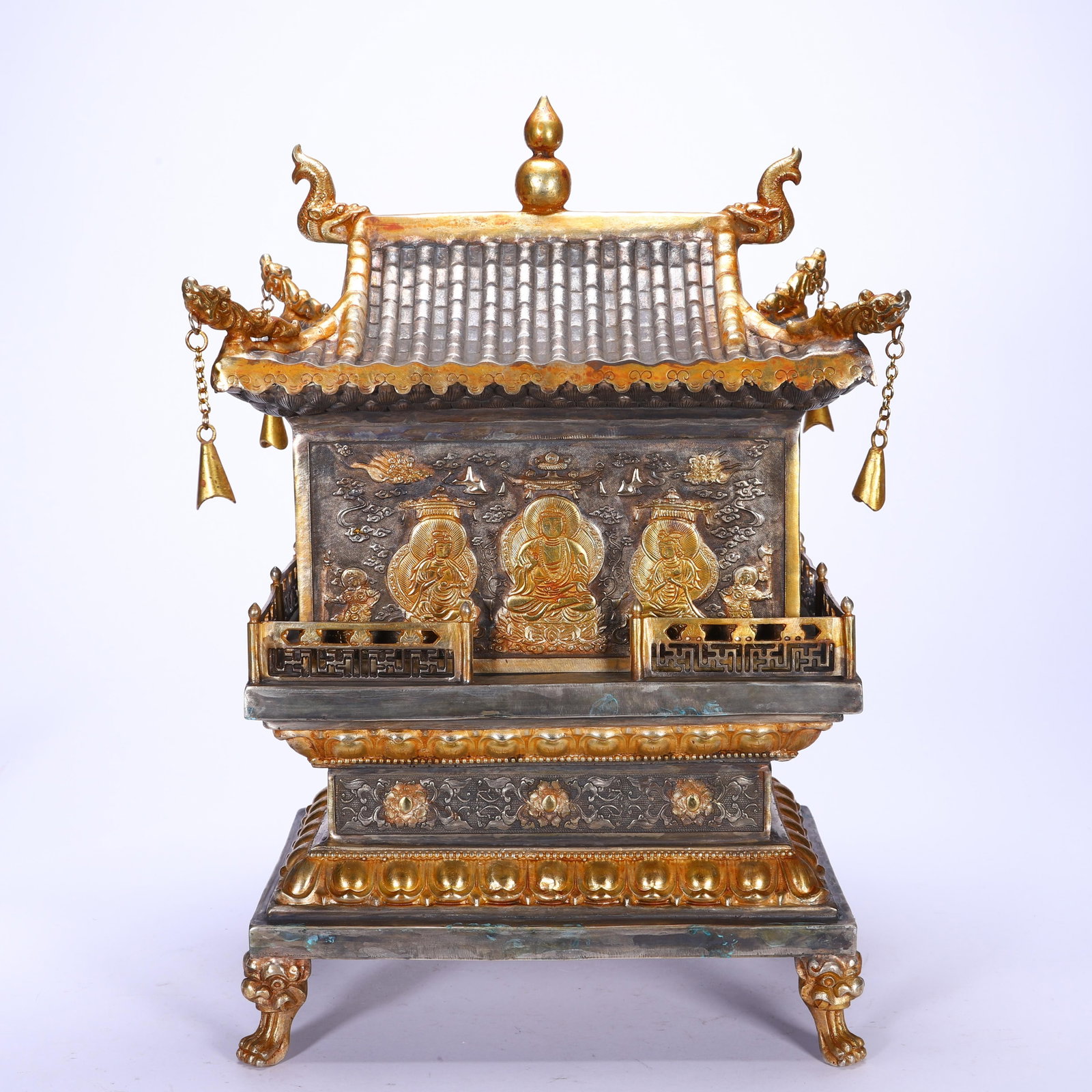 CHINESE GILT-BRONZE PAGODA SHRINE (1 of 9)