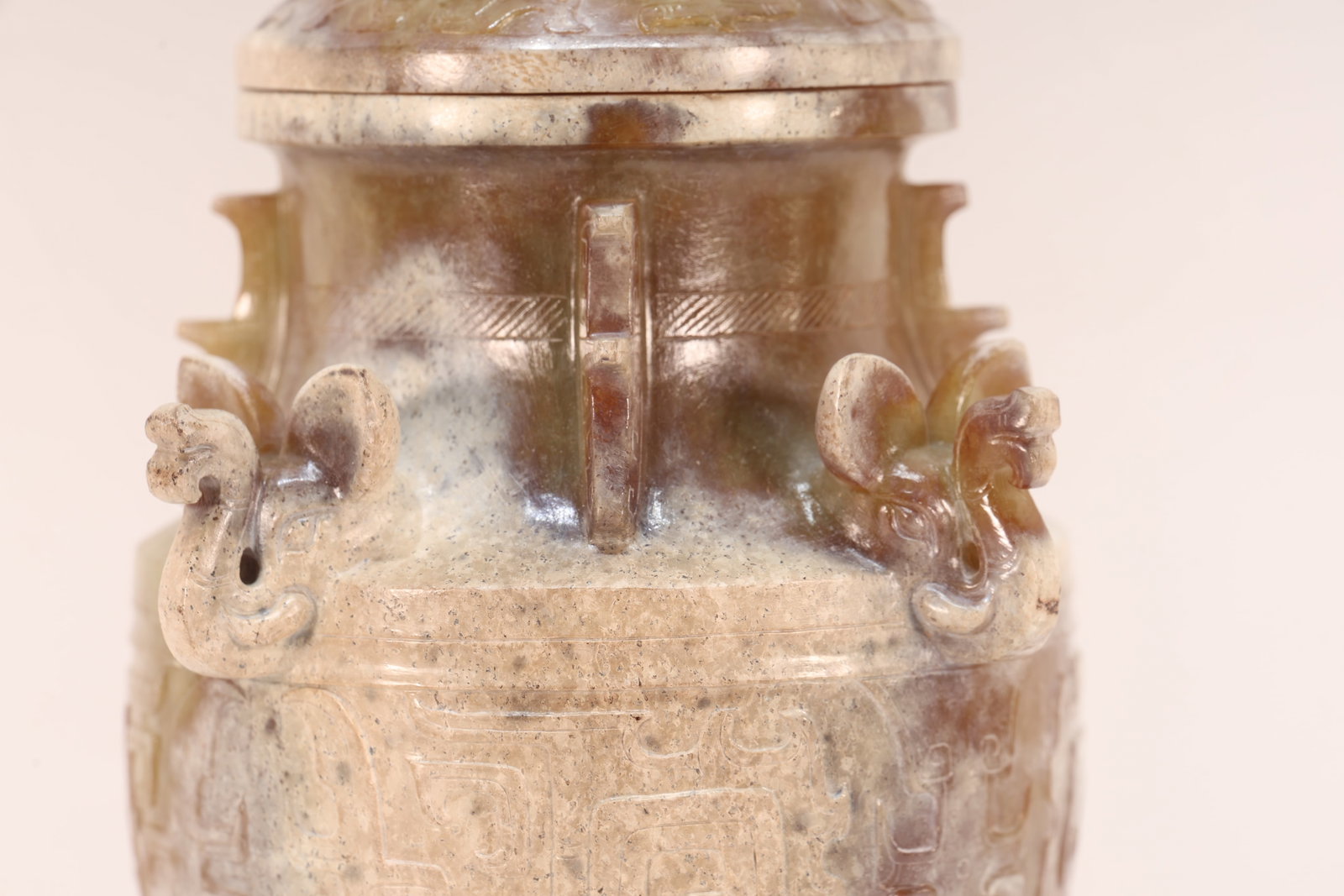 Jade Carved Beast Face Pattern Lid Pot - 5