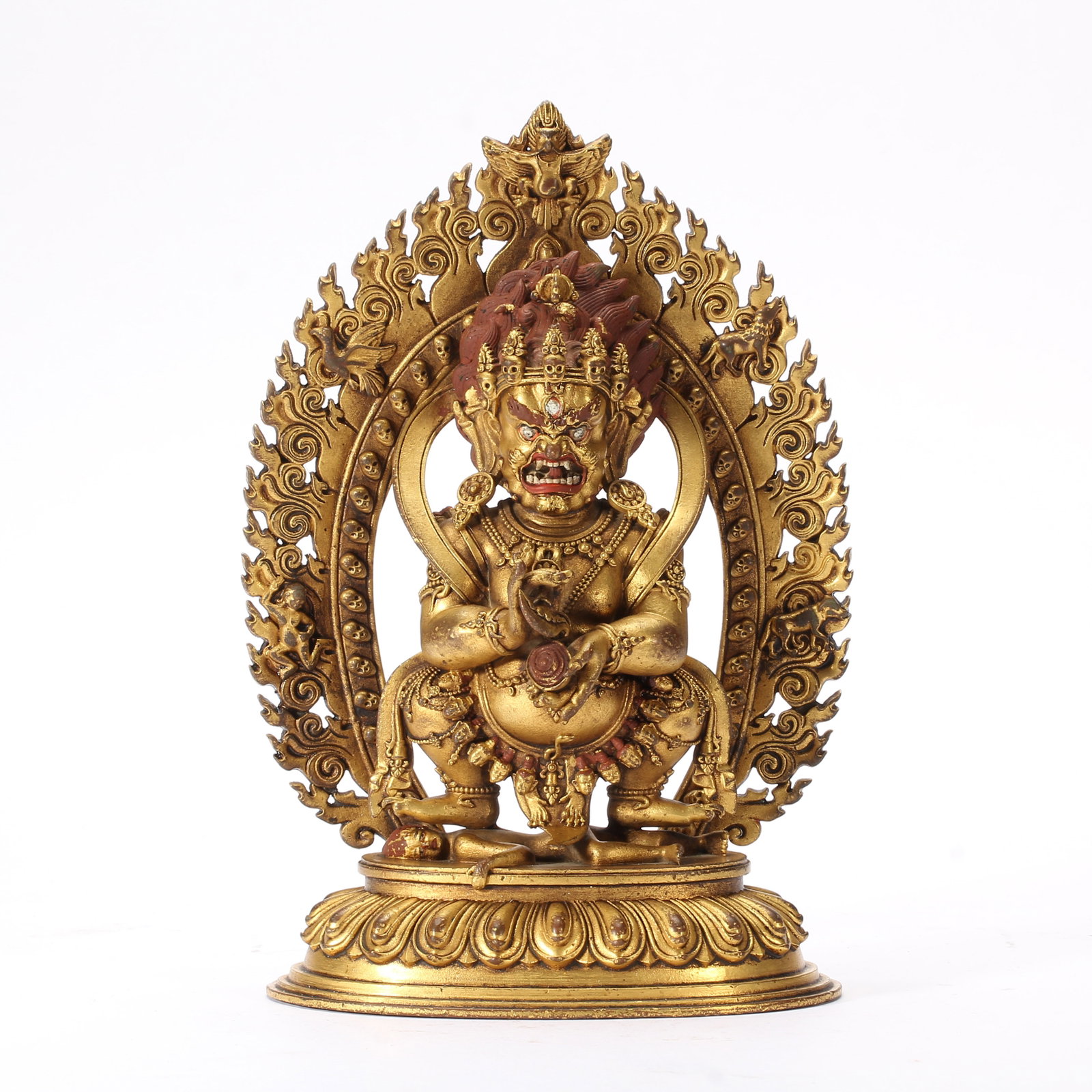 A CHINESE GILT BRONZE MANJUSHRI BODHISATTVA: A CHINESE GILT BRONZE MANJUSHRI BODHISATTVA (12 x 7 x 18.5cm,Weight 840g)
