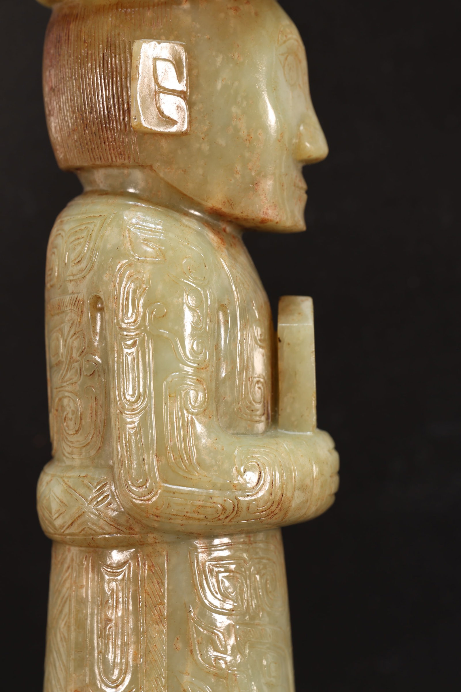 Jade Carved Beast Face Pattern Character Shape Figure - 12