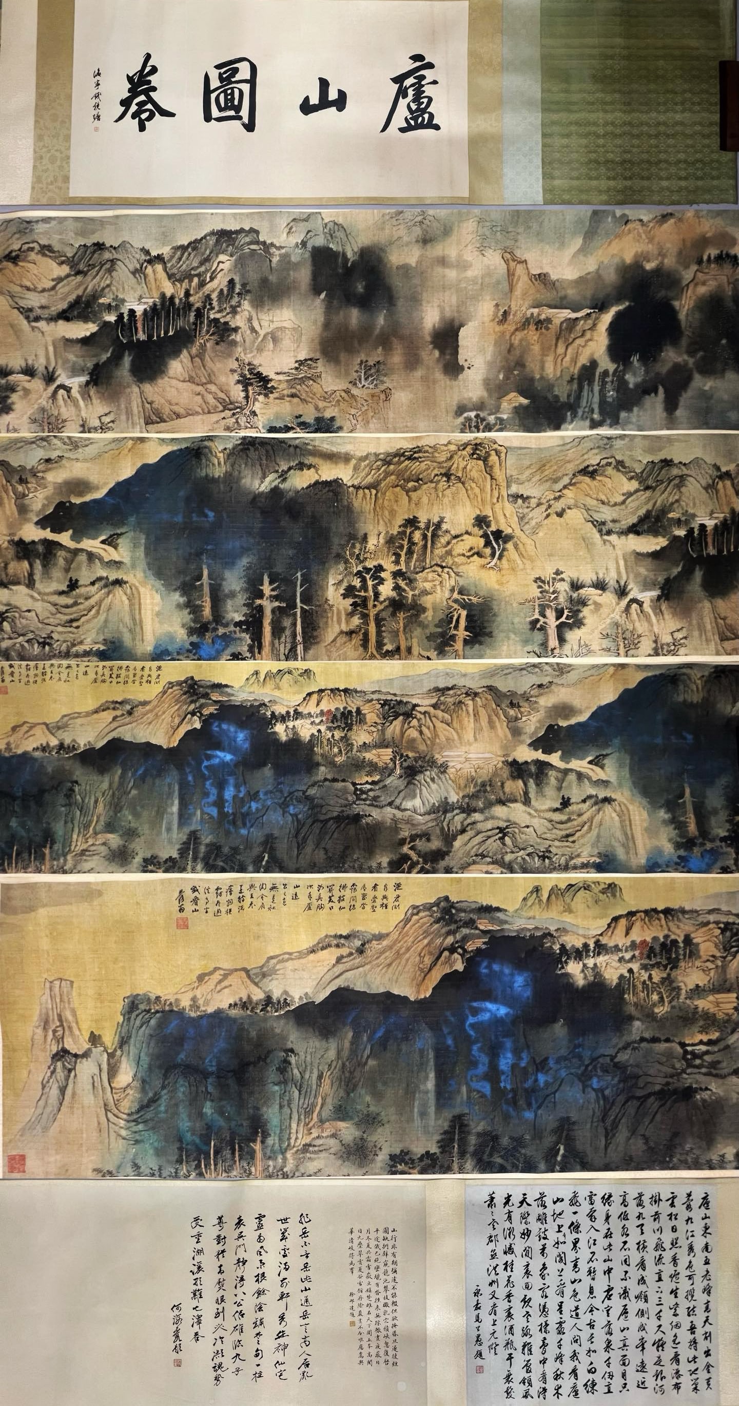 Chinese Drawing Colored Landscape Hand Scroll,Zhang Daqian Mark: Chinese Drawing Colored Landscape Hand Scroll,Zhang Daqian Mark (610 x 67cm)