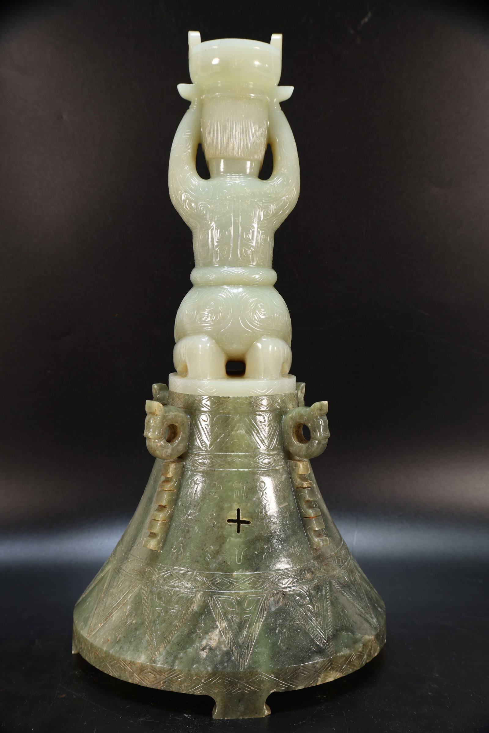 Jade Carved Beast Face Pattern Character Shape Figure - 10