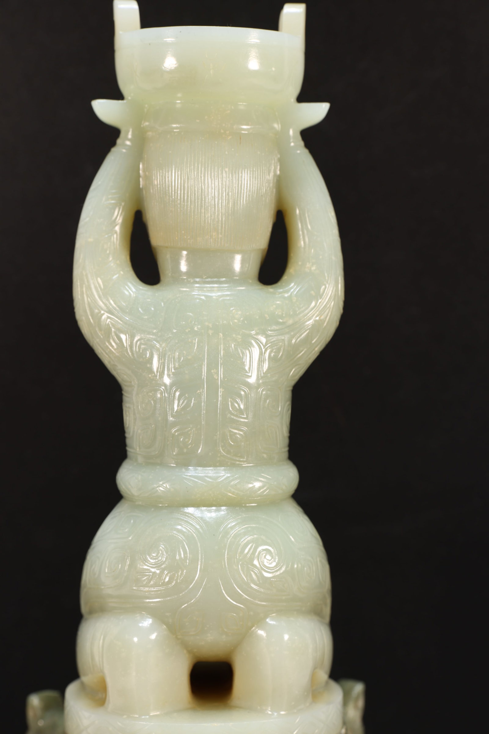 Jade Carved Beast Face Pattern Character Shape Figure - 11