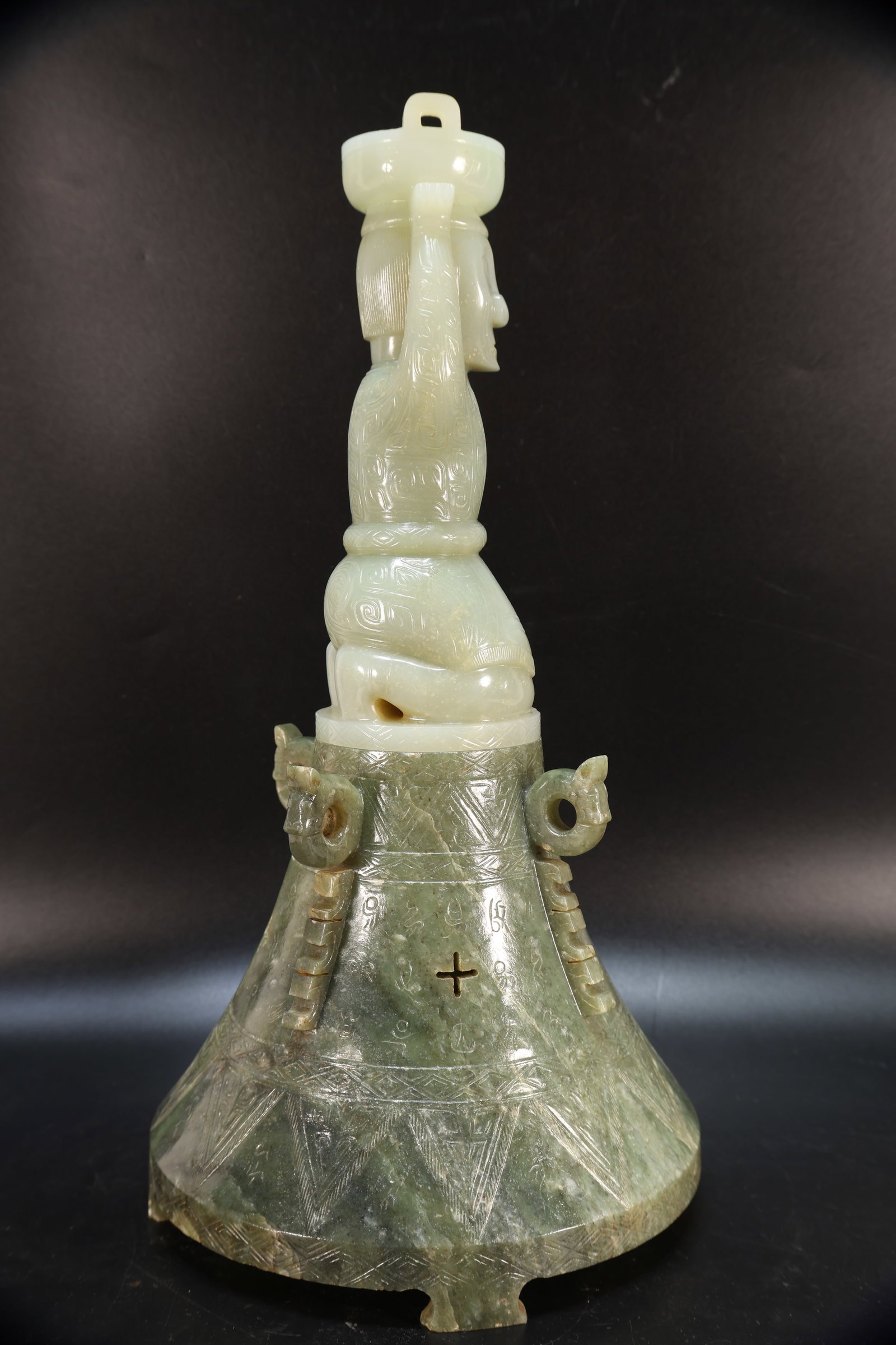 Jade Carved Beast Face Pattern Character Shape Figure - 13