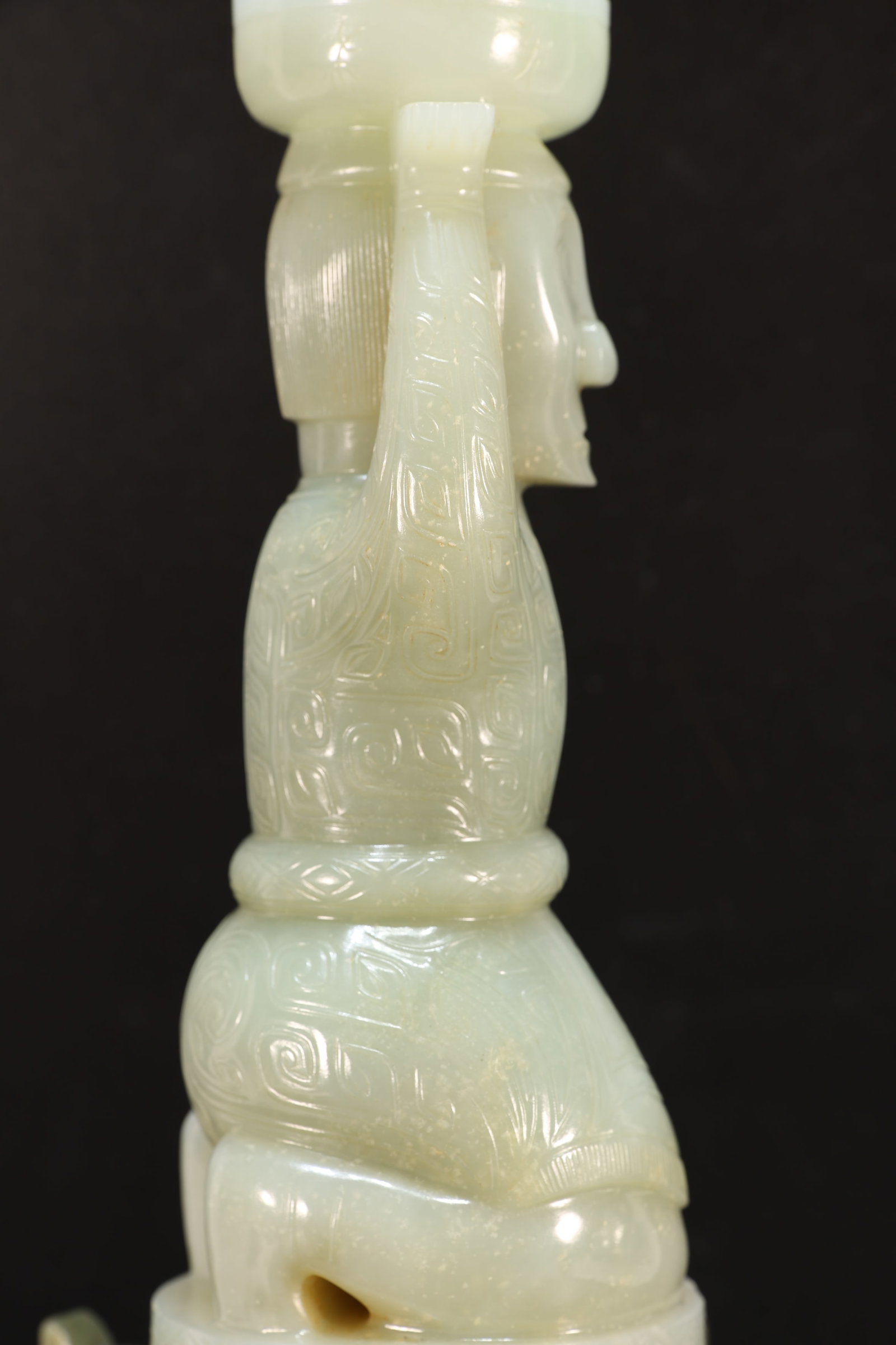 Jade Carved Beast Face Pattern Character Shape Figure - 14
