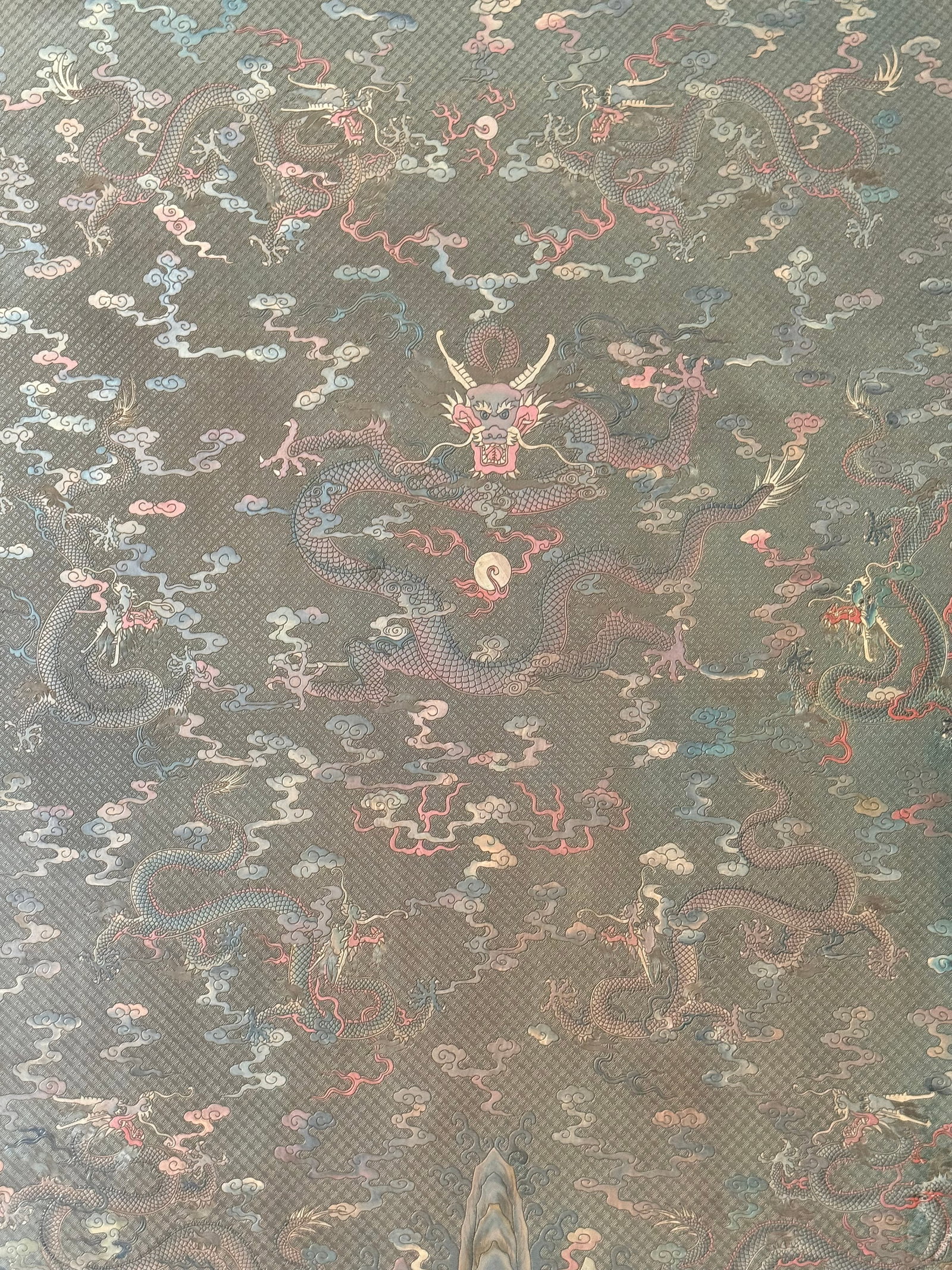 Lacquerware Carved Cloud and Dragon Pattern Wall Panel - 4