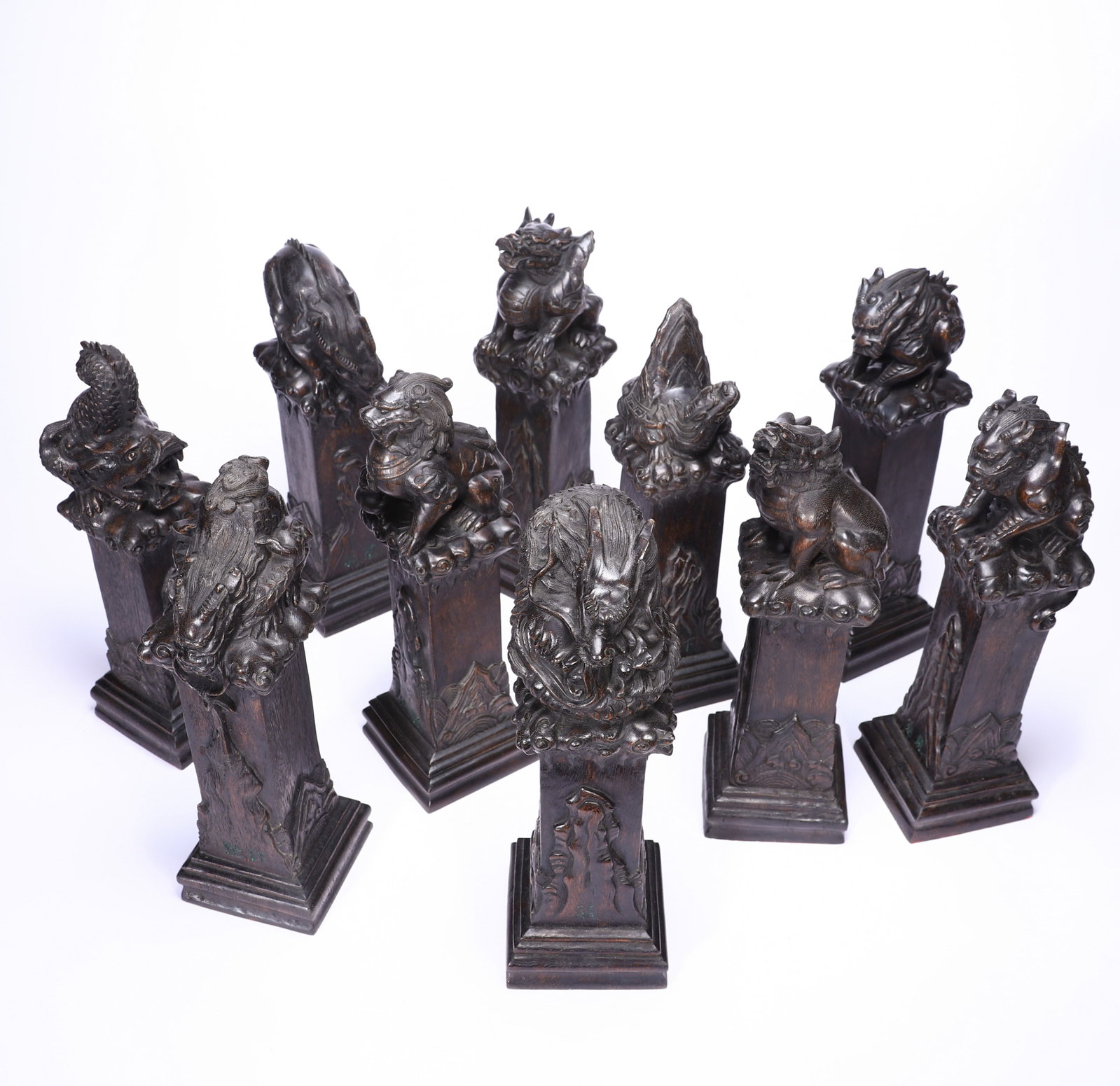 CHINESE AGARWOOD NINE SONS OF DRAGON SET (1 of 9)