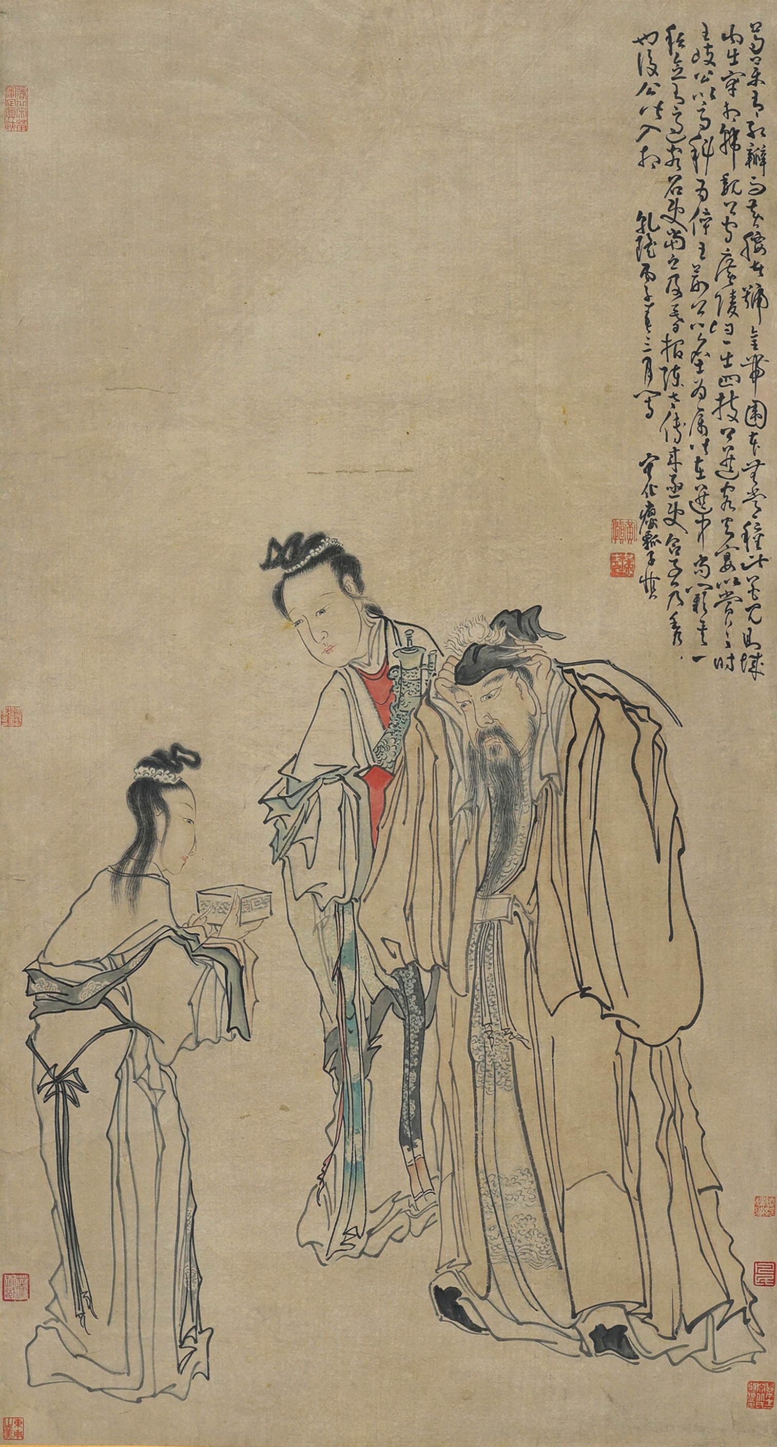Huang Shen mark, Chinese Lady Painting. Ink and Color on Paper, Hanging Scroll: Huang Shen mark, Chinese Lady Painting. Ink and Color on Paper, Hanging Scroll (130 x 68cm)