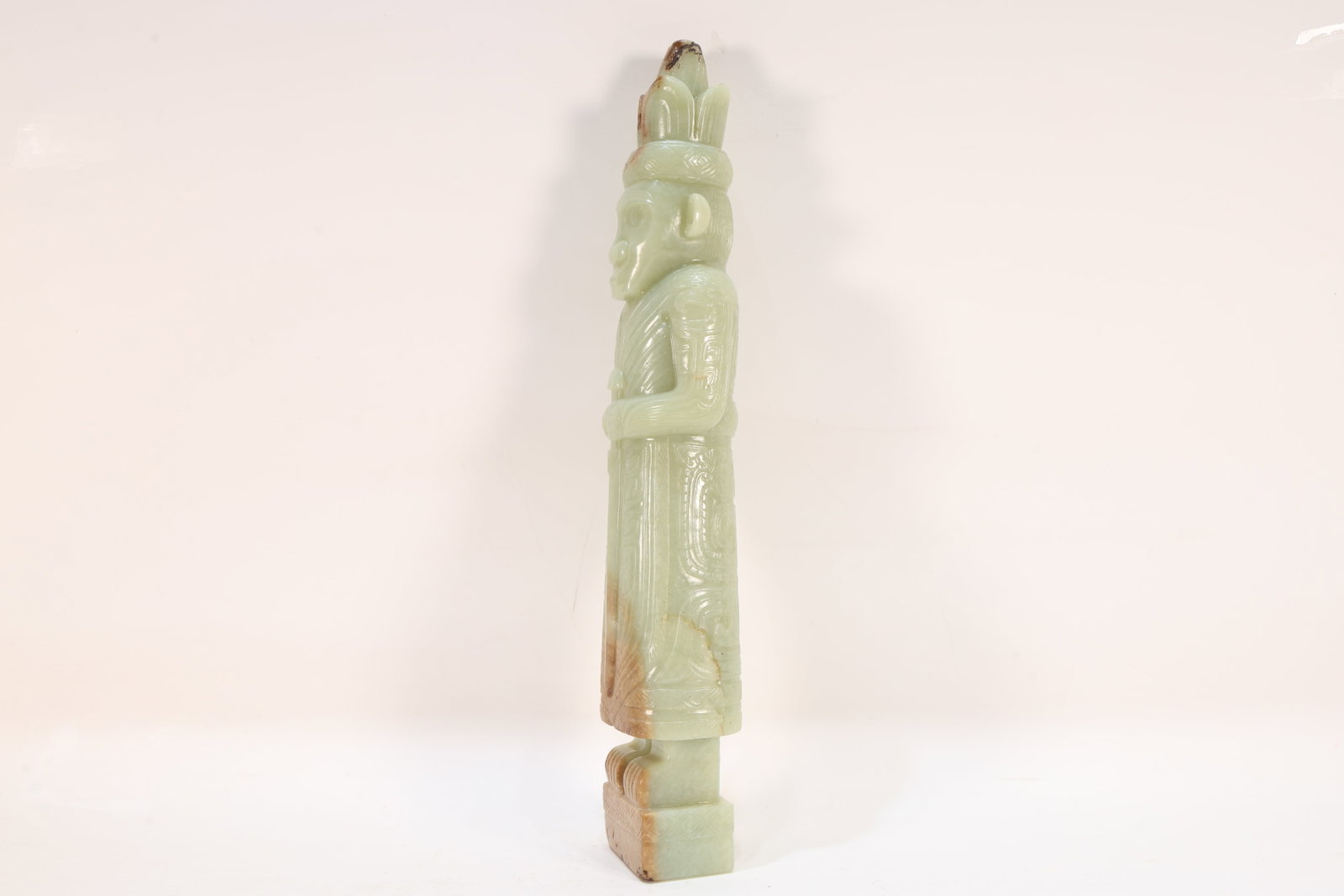 Jade Carved Beast Face Pattern Character Shape Figure - 5