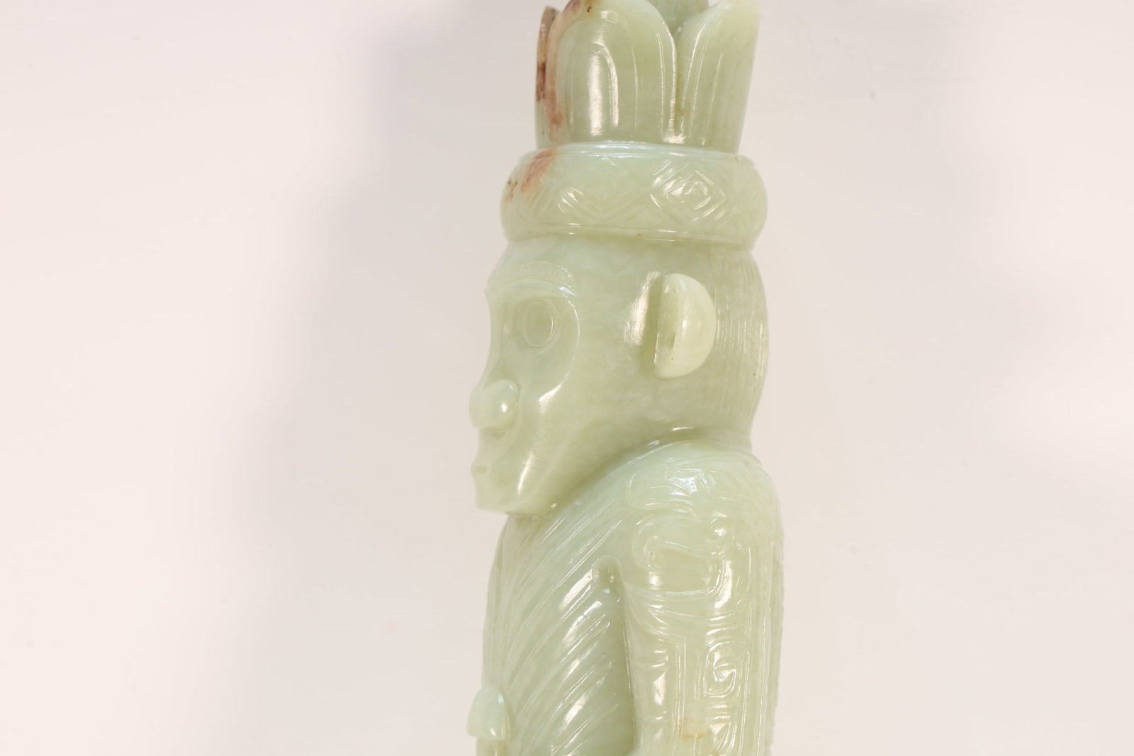 Jade Carved Beast Face Pattern Character Shape Figure - 6