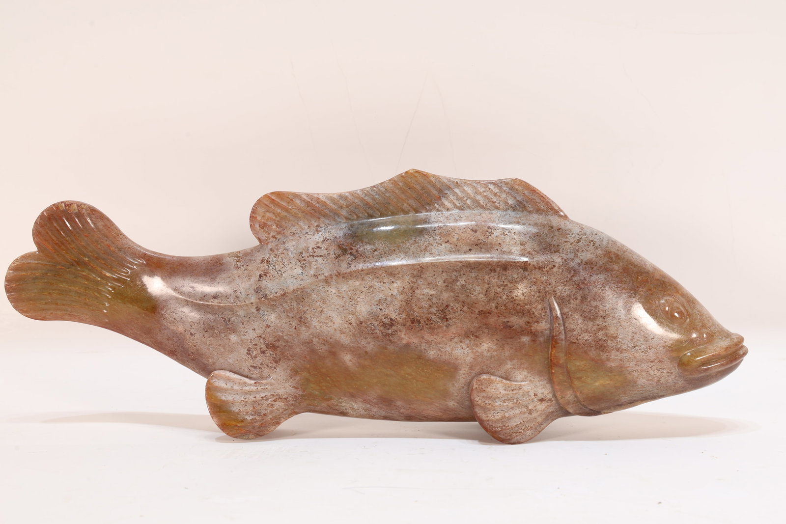 Jade Carved Fish Shape Figure: Jade Carved Fish Shape Figure (32.5 x 11.5 x 3.5cm)