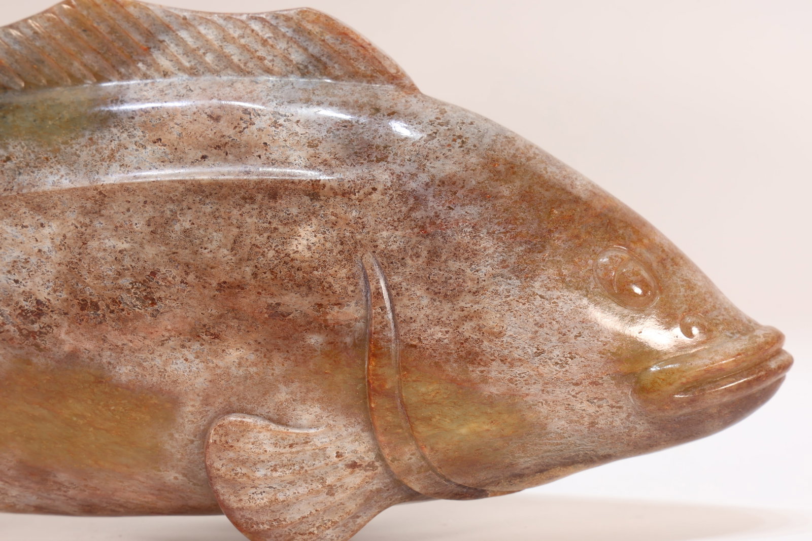 Jade Carved Fish Shape Figure - 2