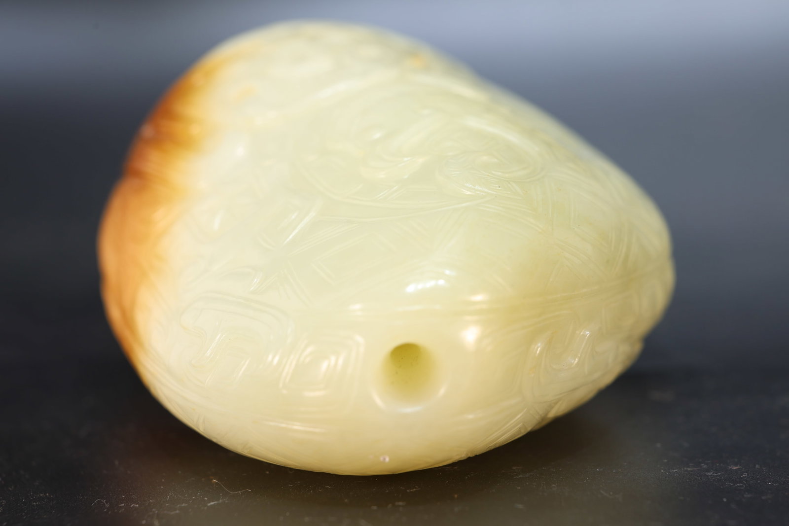 Jade Carved Beast Face Pattern Stone - 10