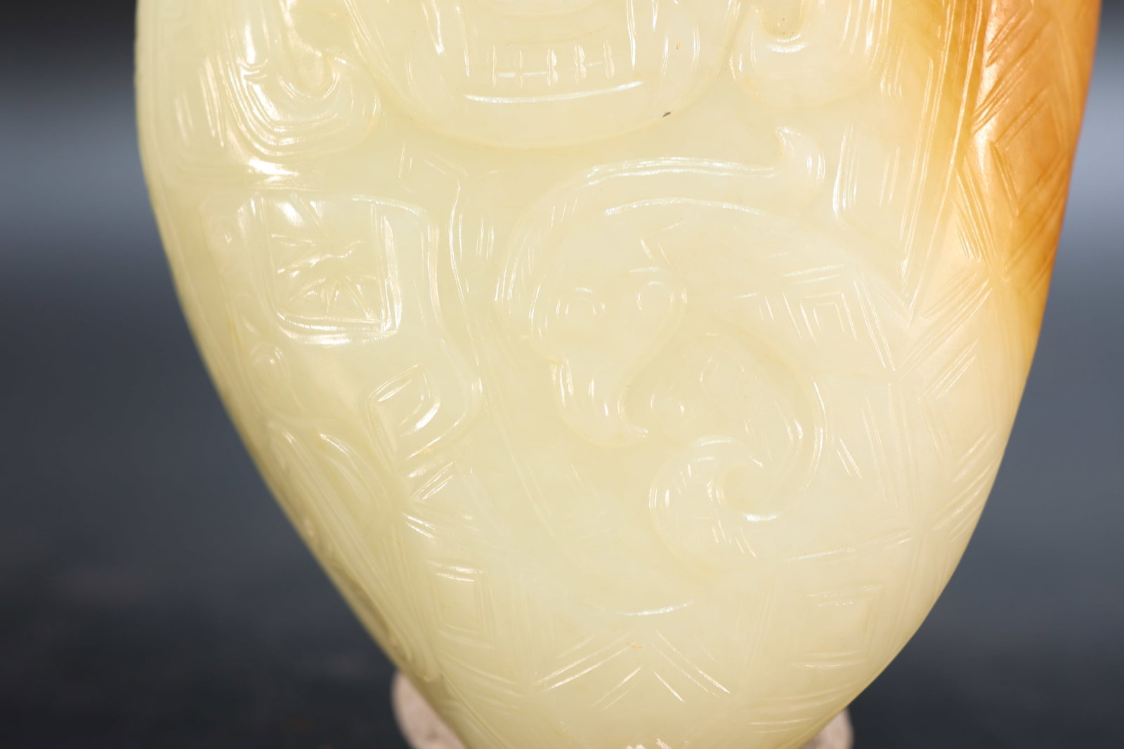Jade Carved Beast Face Pattern Stone - 6