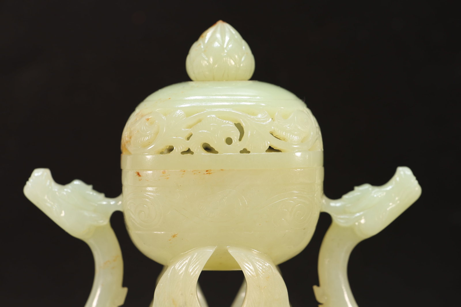 Jade Carved Flower Pattern Phoenix Shape Incense Burner - 2