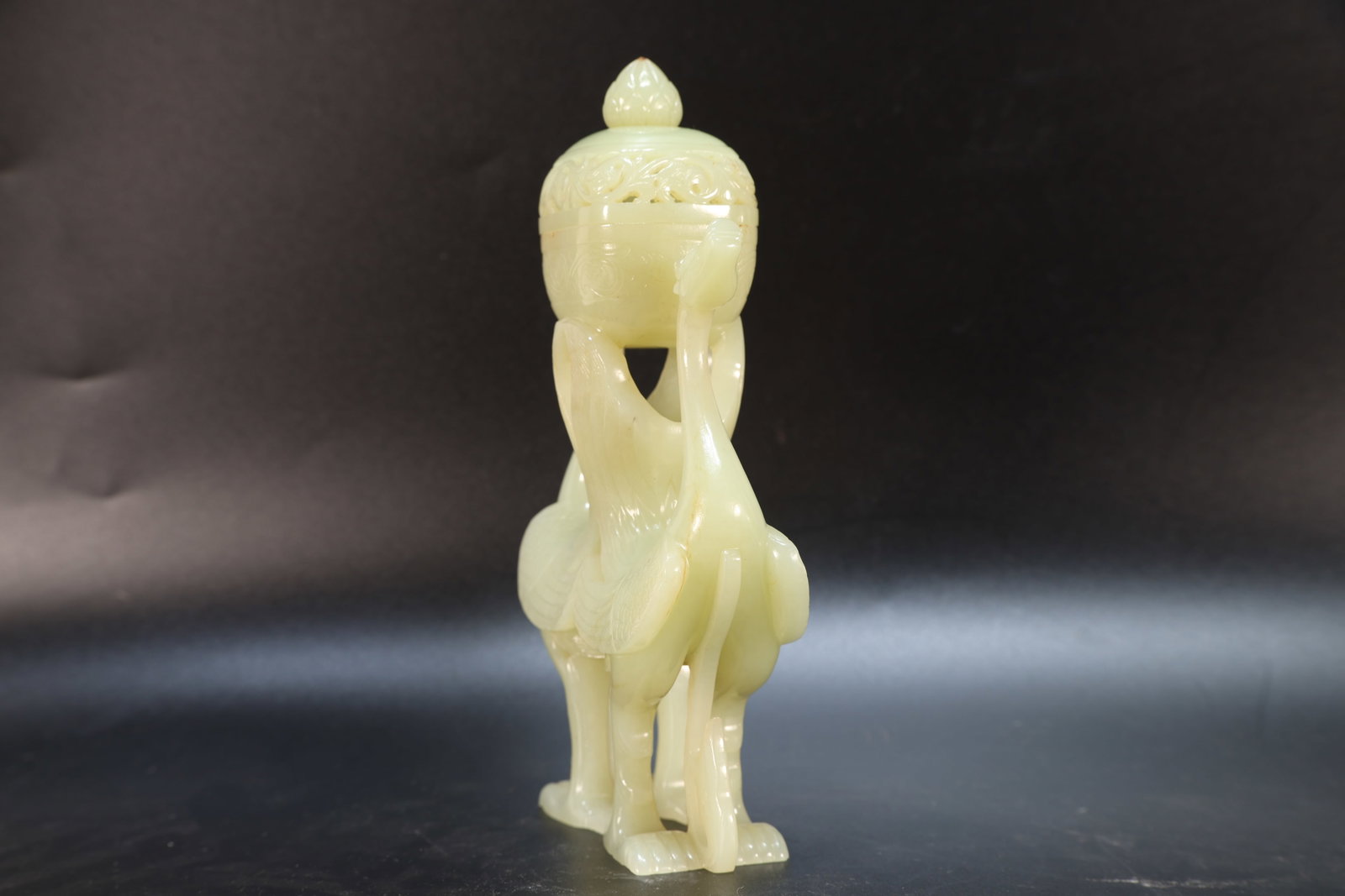 Jade Carved Flower Pattern Phoenix Shape Incense Burner - 5
