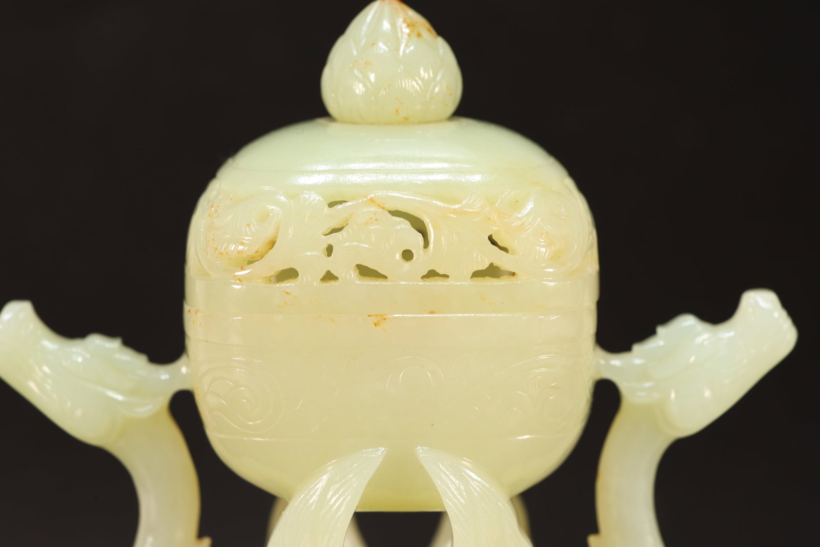 Jade Carved Flower Pattern Phoenix Shape Incense Burner - 7