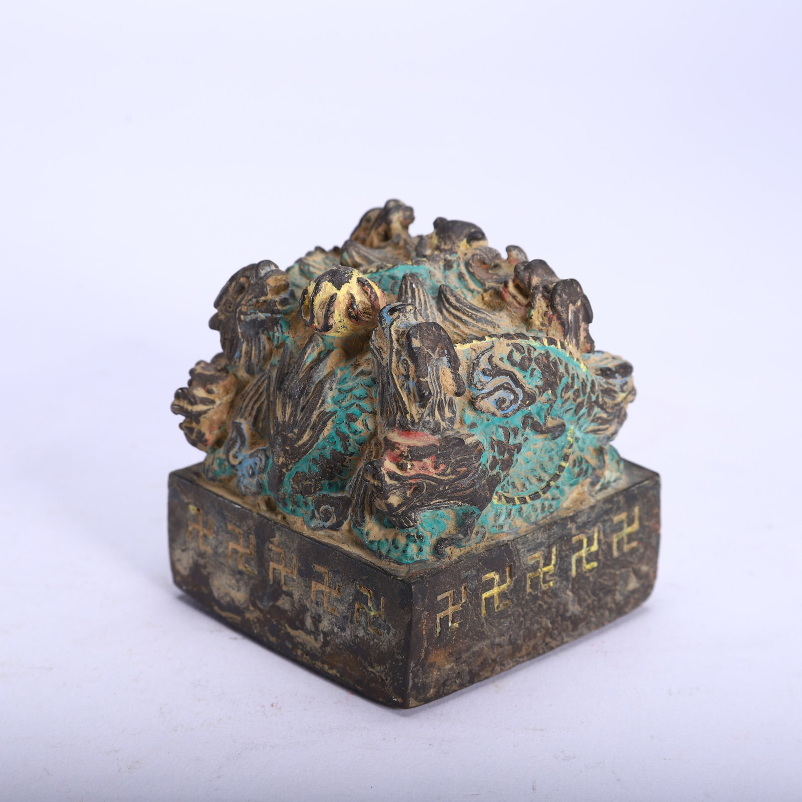 A POLYCHROME PAINTED DRAGON SEAL - 4