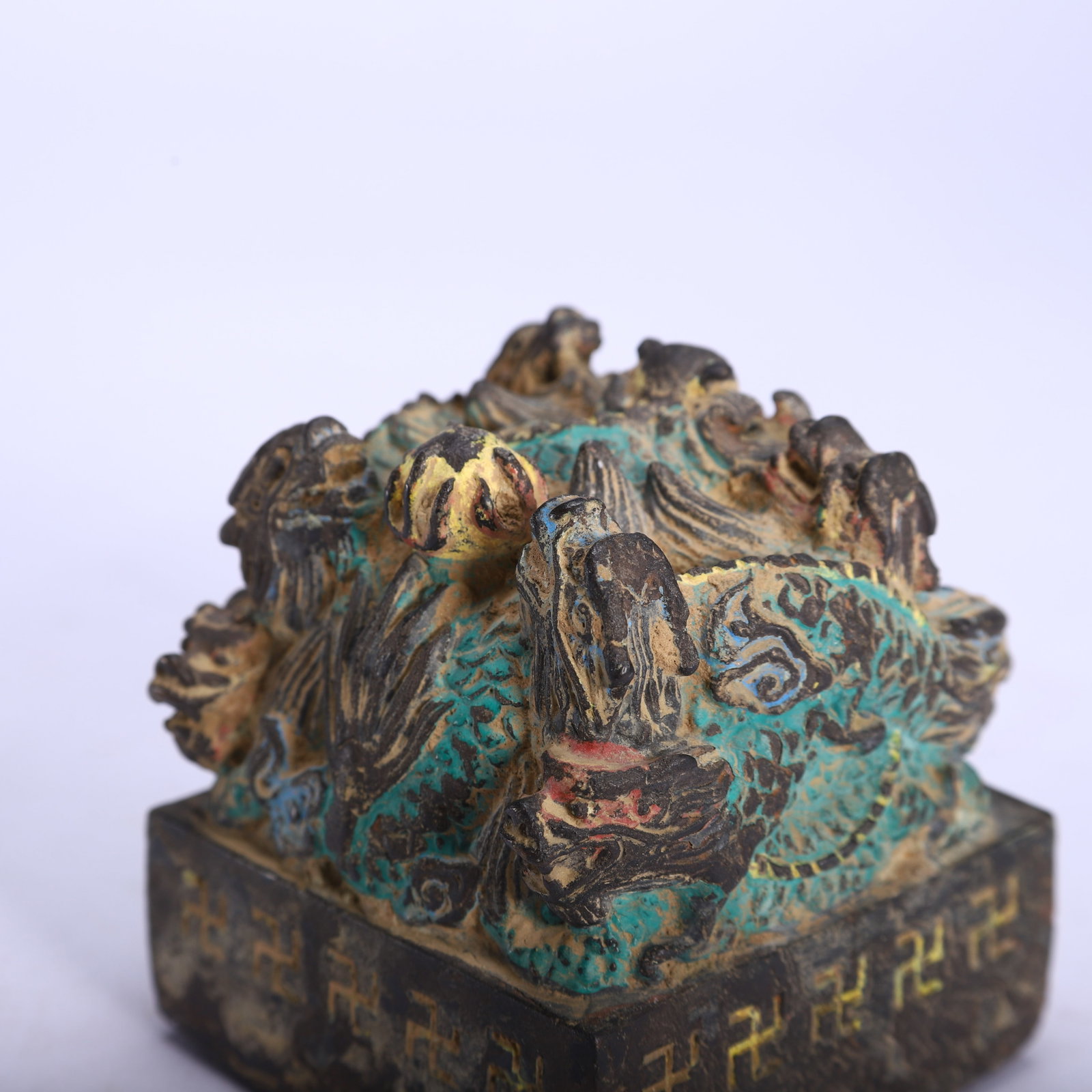 A POLYCHROME PAINTED DRAGON SEAL - 5