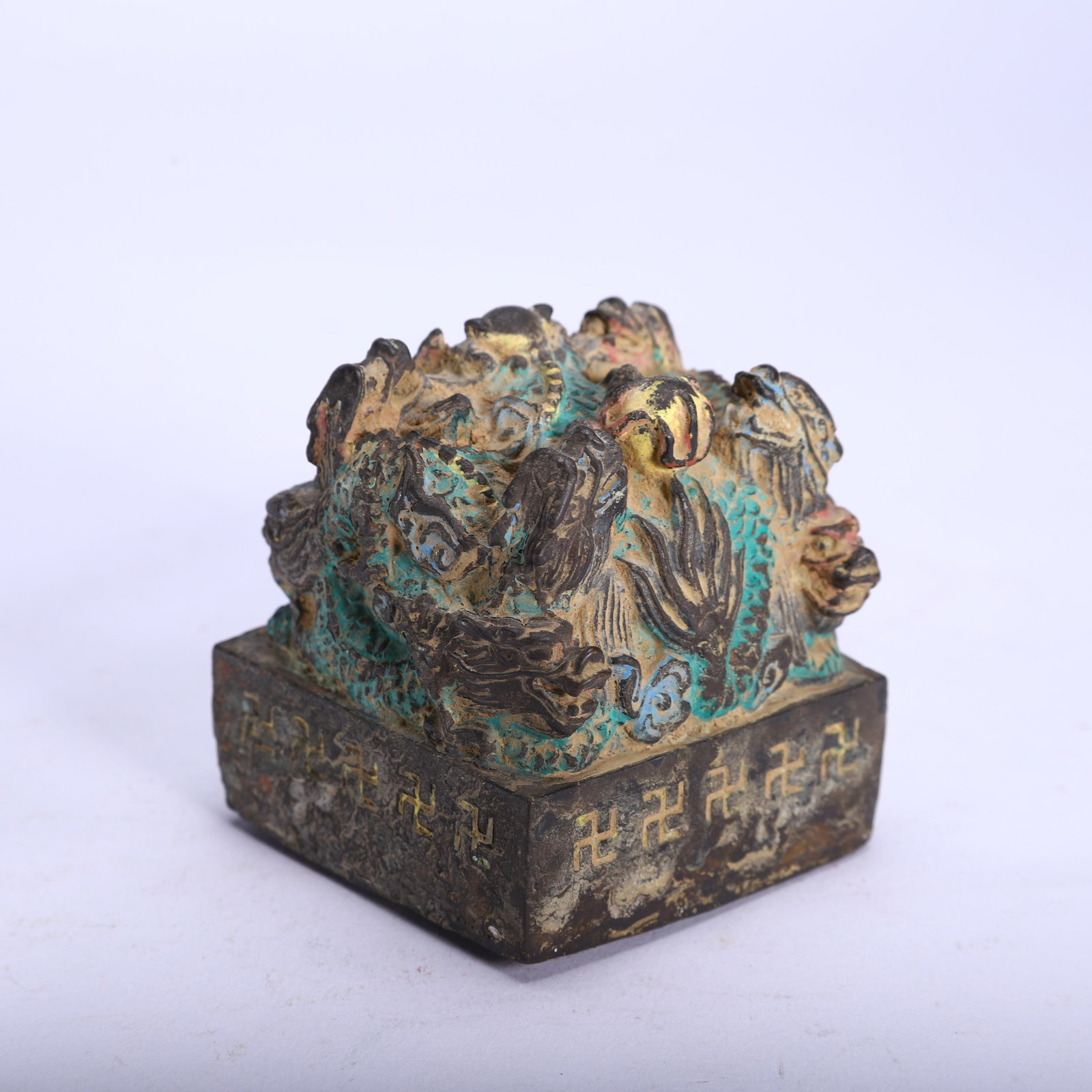 A POLYCHROME PAINTED DRAGON SEAL - 7