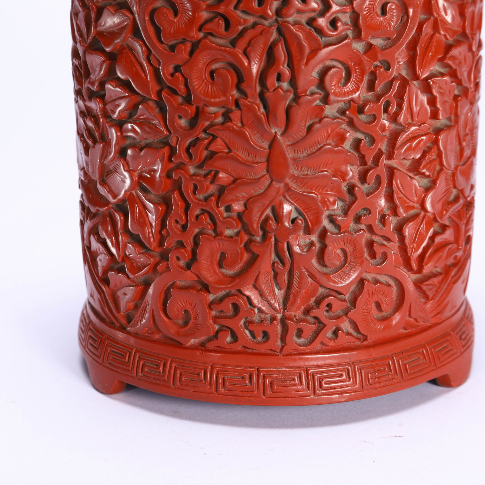 CHINESE CINNABAR LACQUER BRUSH POT - 2