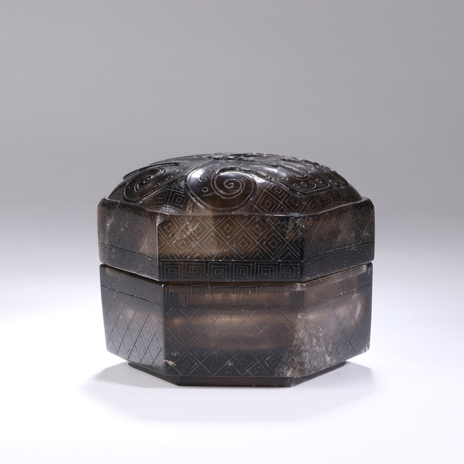 CHINESE SMOKY QUARTZ HEXAGONAL BOX - 2