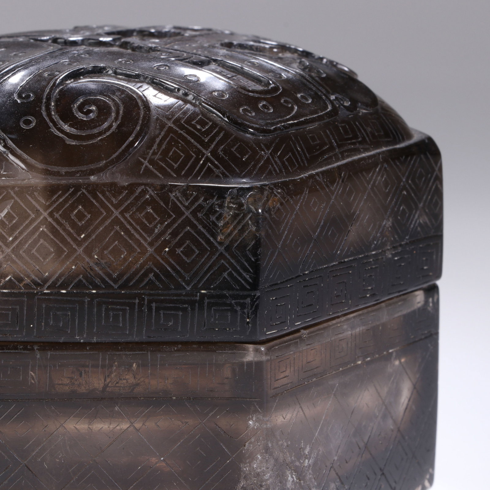 CHINESE SMOKY QUARTZ HEXAGONAL BOX - 3
