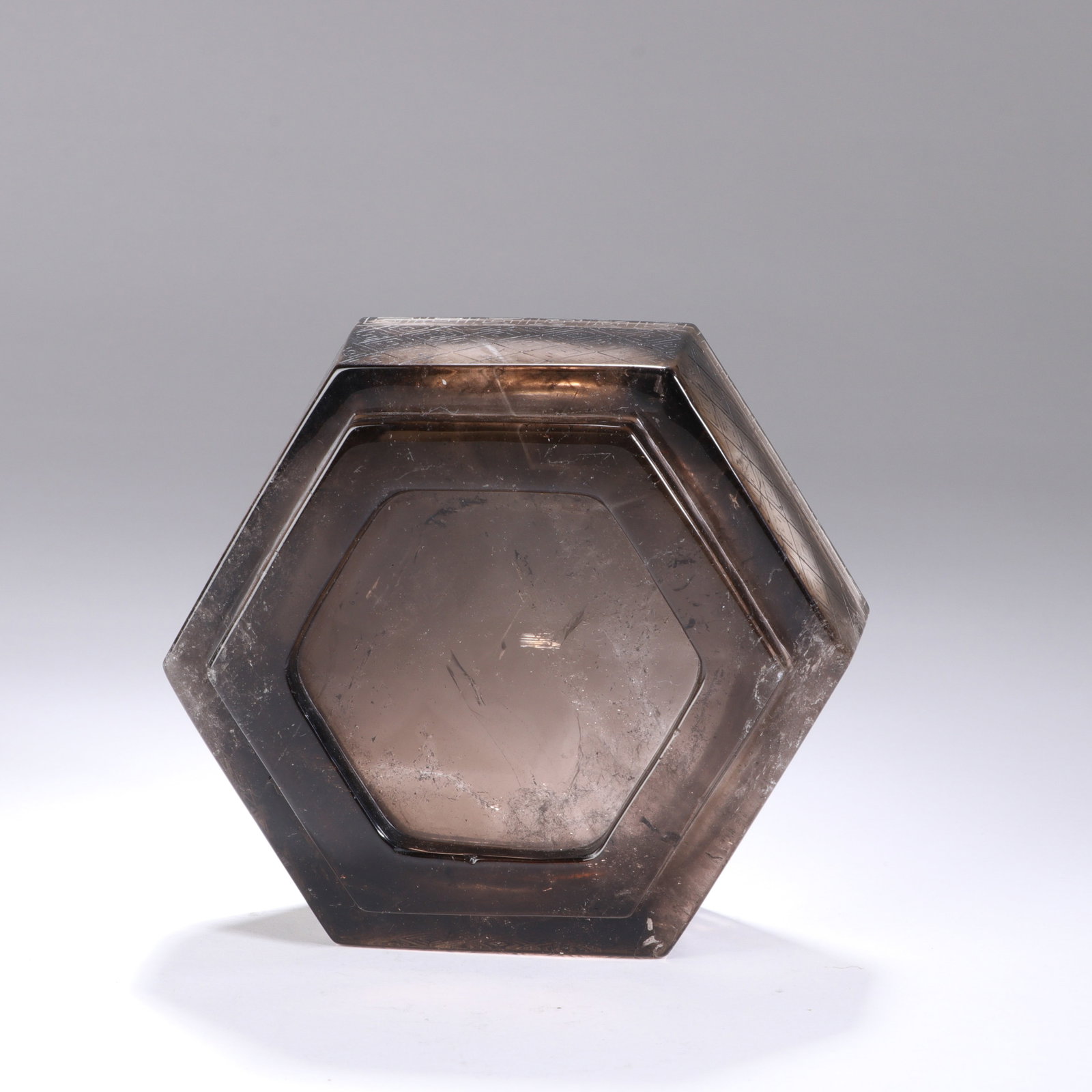 CHINESE SMOKY QUARTZ HEXAGONAL BOX - 7