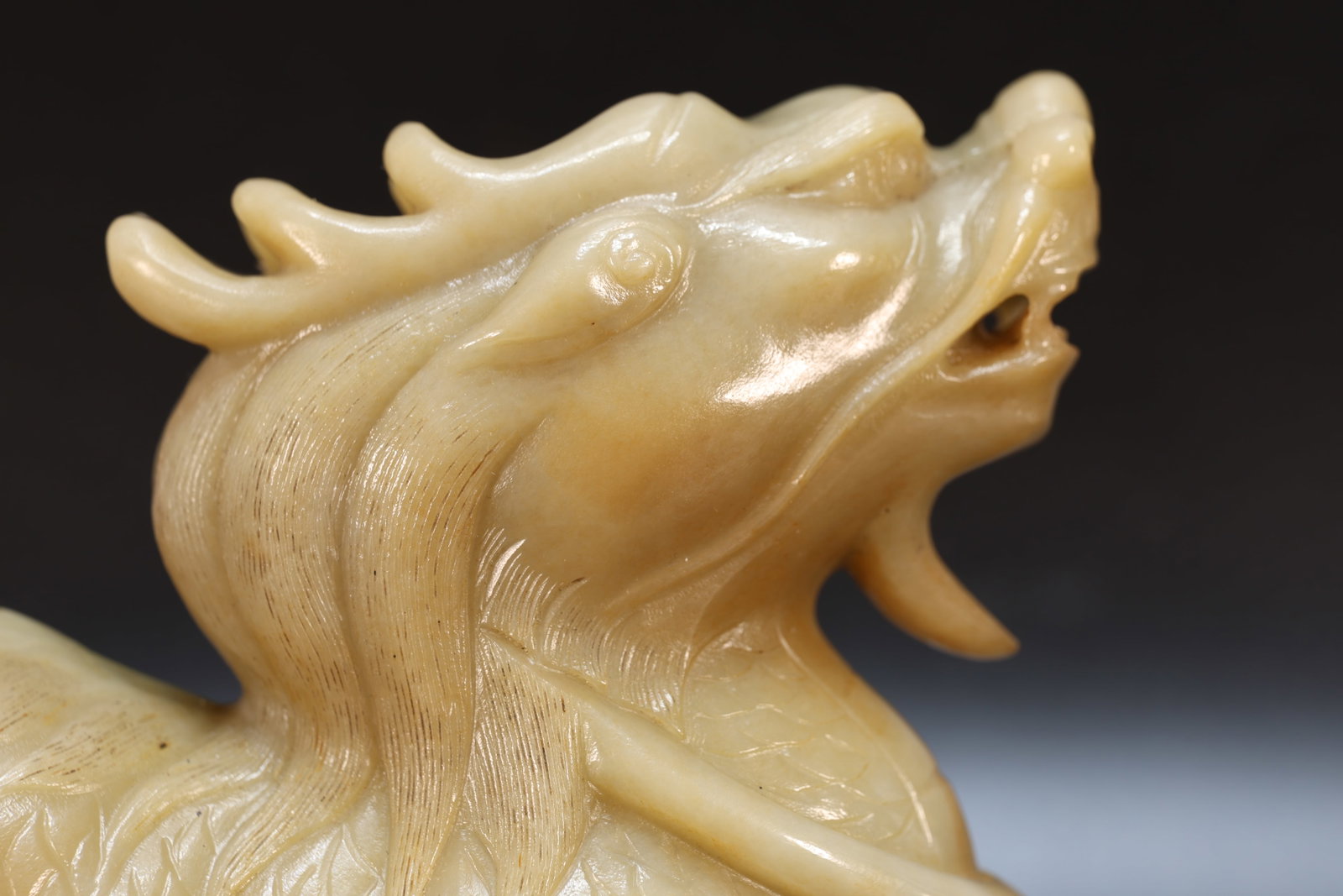 Jade Carved Kirin Shape Figure - 7