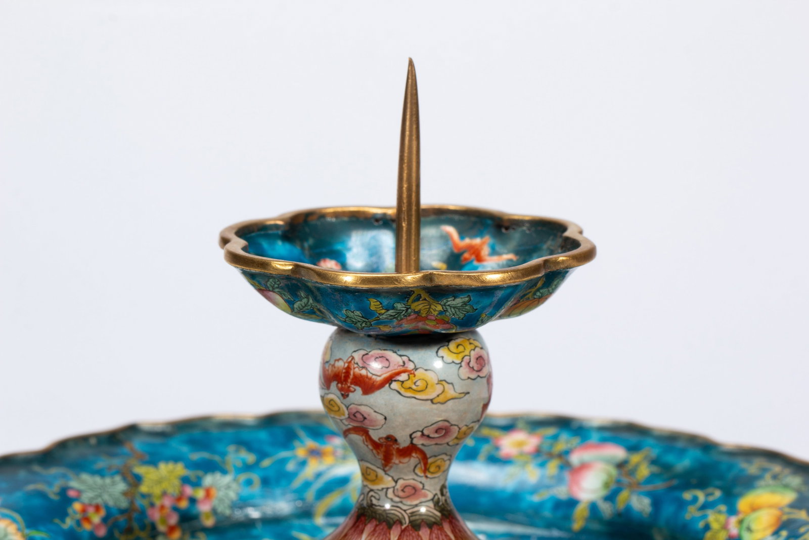 A CHINESE PAINTED ENAMEL CANDLESTICK - 2