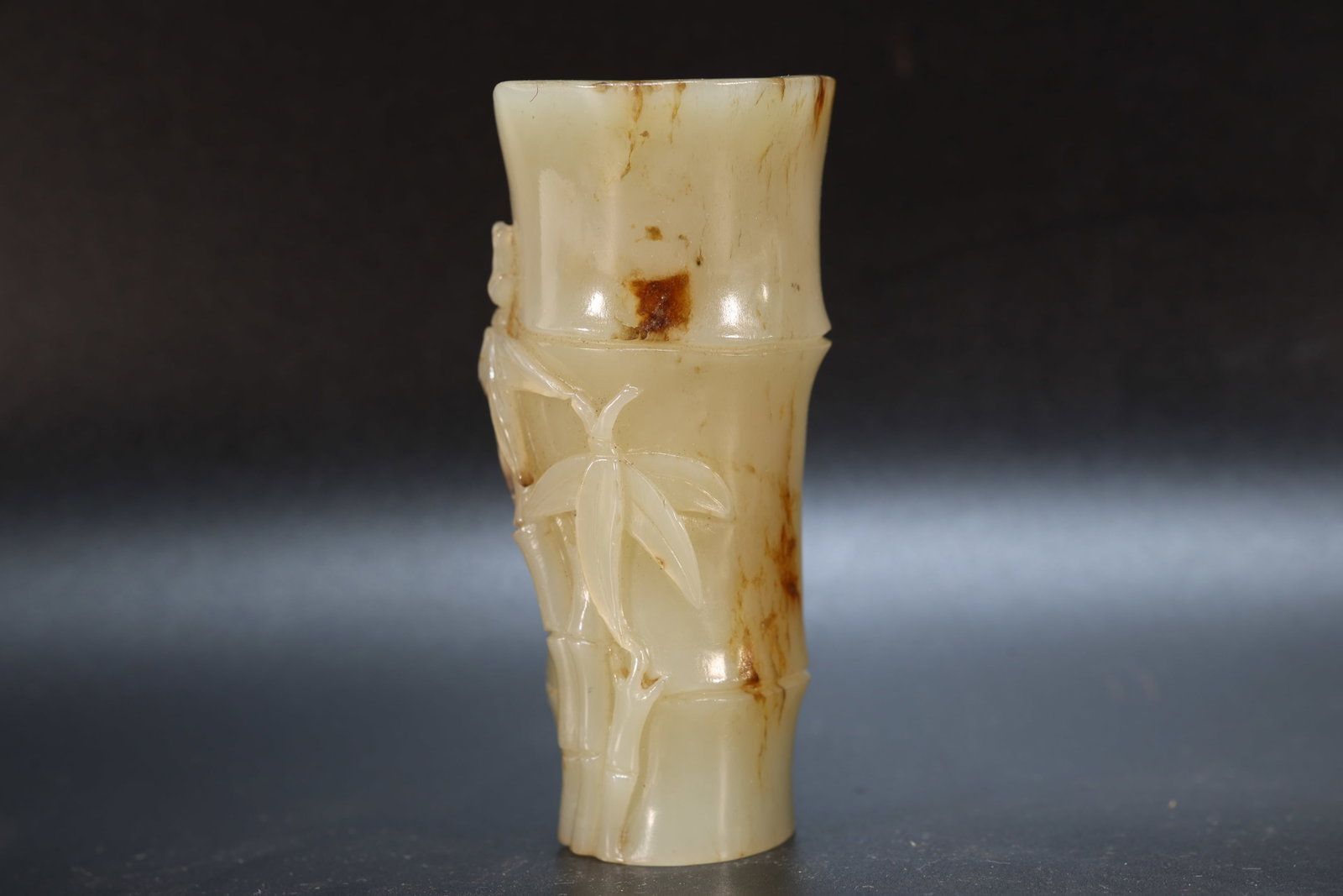 Jade Carved Bamboo Shape Brush Pot - 2