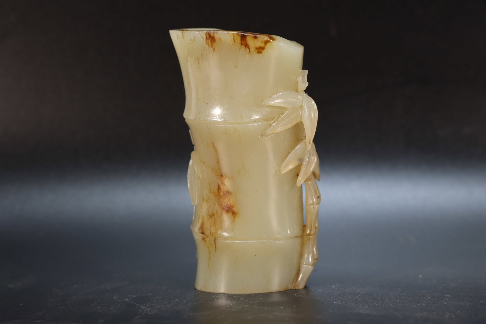 Jade Carved Bamboo Shape Brush Pot - 4