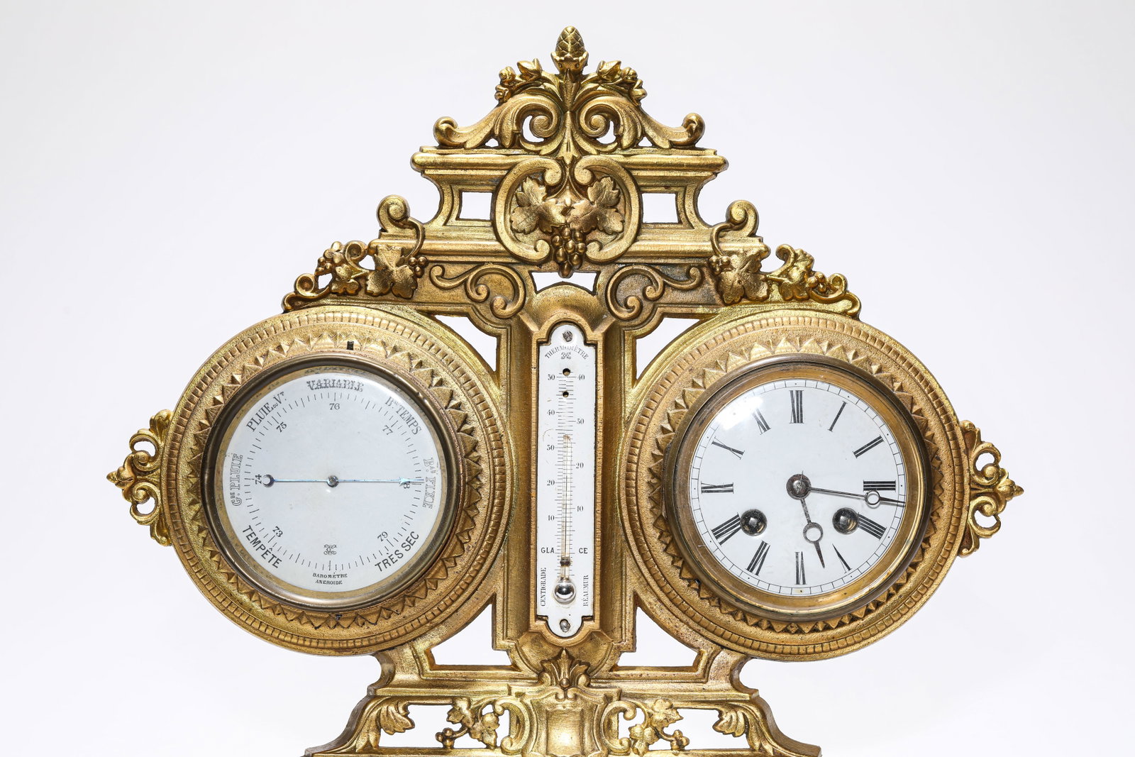 A GILT-BRONZE 'DOUBLE-TRAIN' MANTEL CLOCK - 2