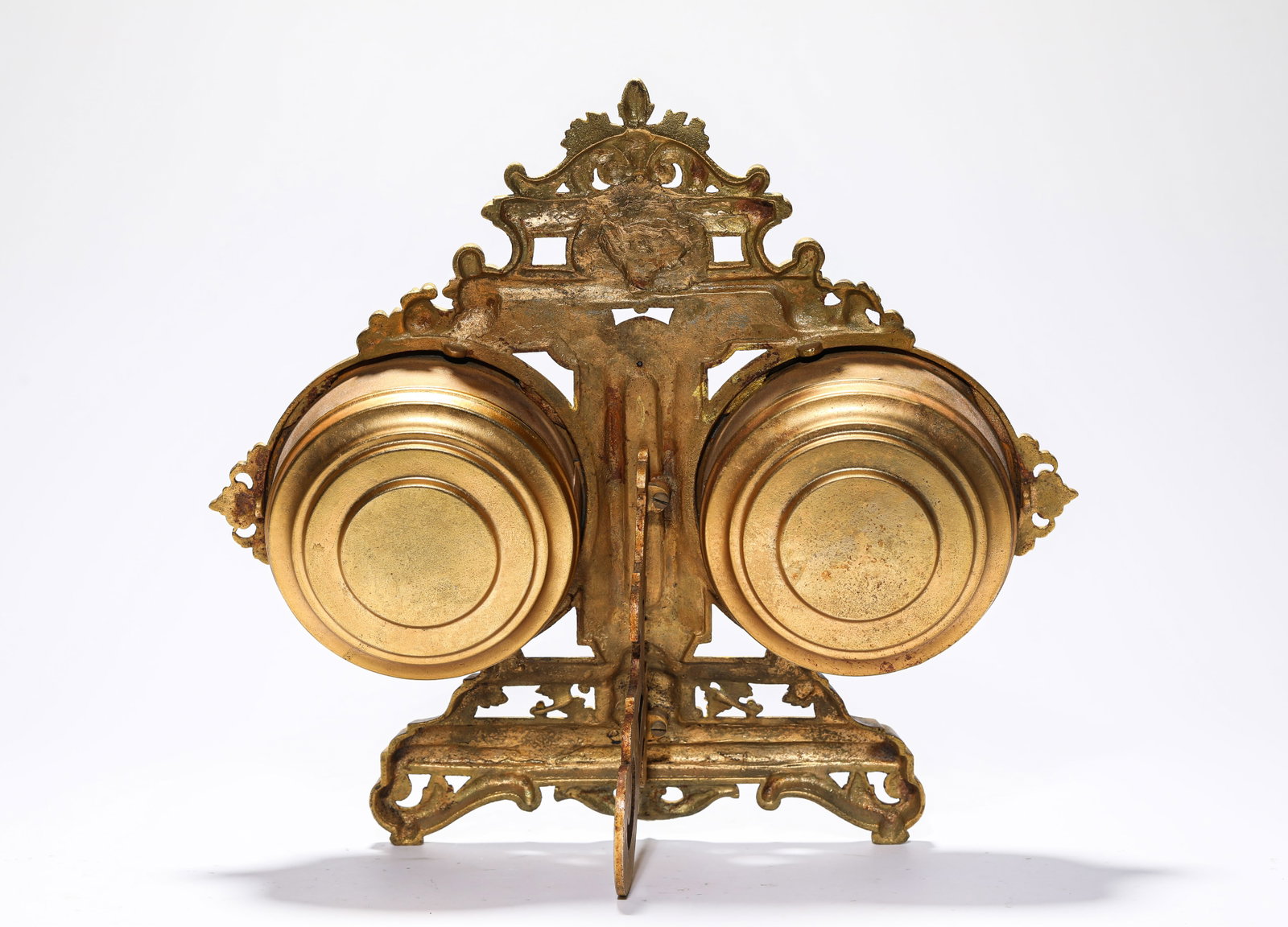 A GILT-BRONZE 'DOUBLE-TRAIN' MANTEL CLOCK - 6
