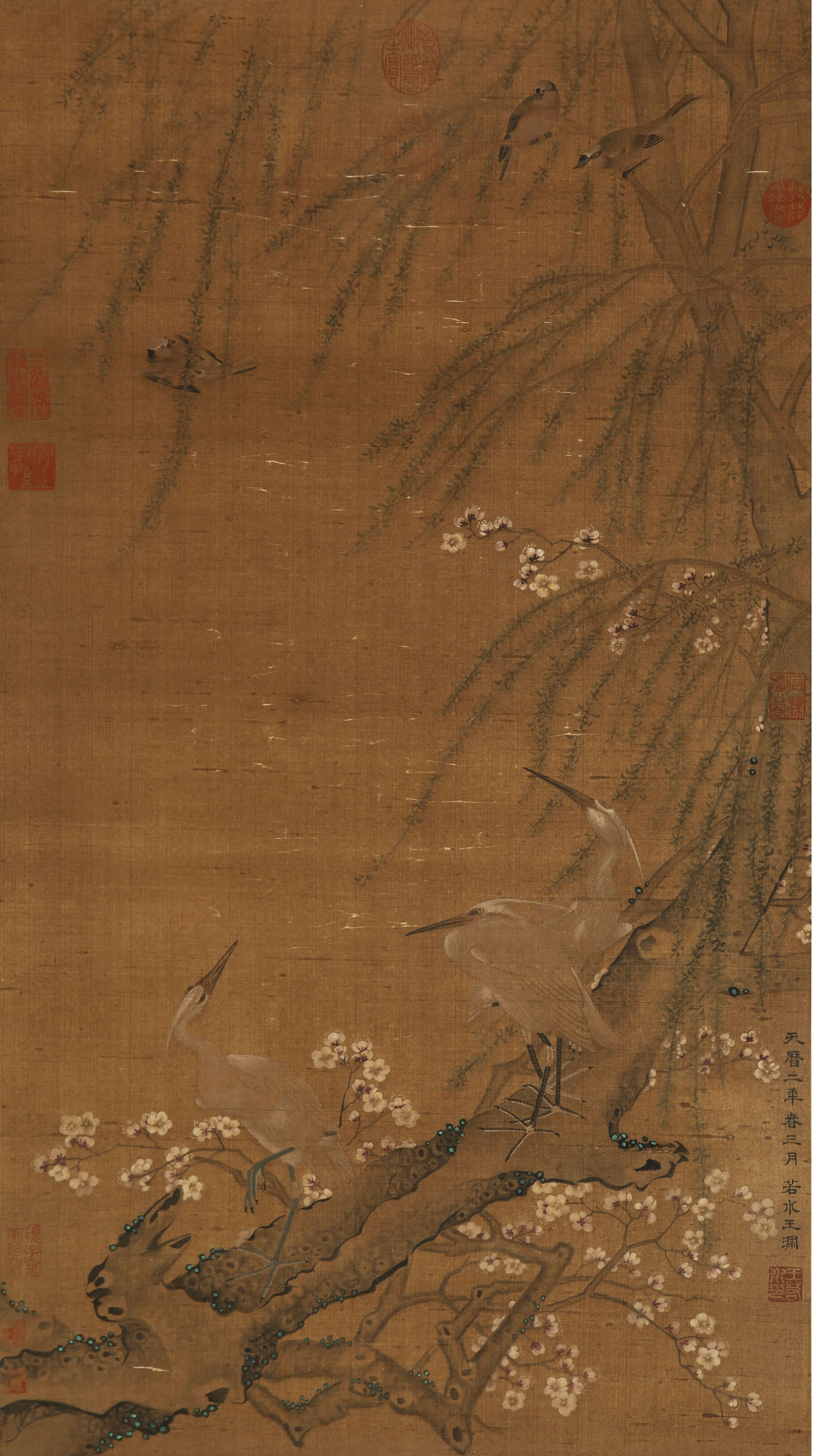 WANG YUAN (ACT. 14TH CENTURY), ATTRIBUTED TO, FLOWER-AND-BIRD: WANG YUAN (ACT. 14TH CENTURY), ATTRIBUTED TO, FLOWER-AND-BIRD Description: Dimensions: Width: 48 cm x Height: 87 cm. All measurements are approximate.