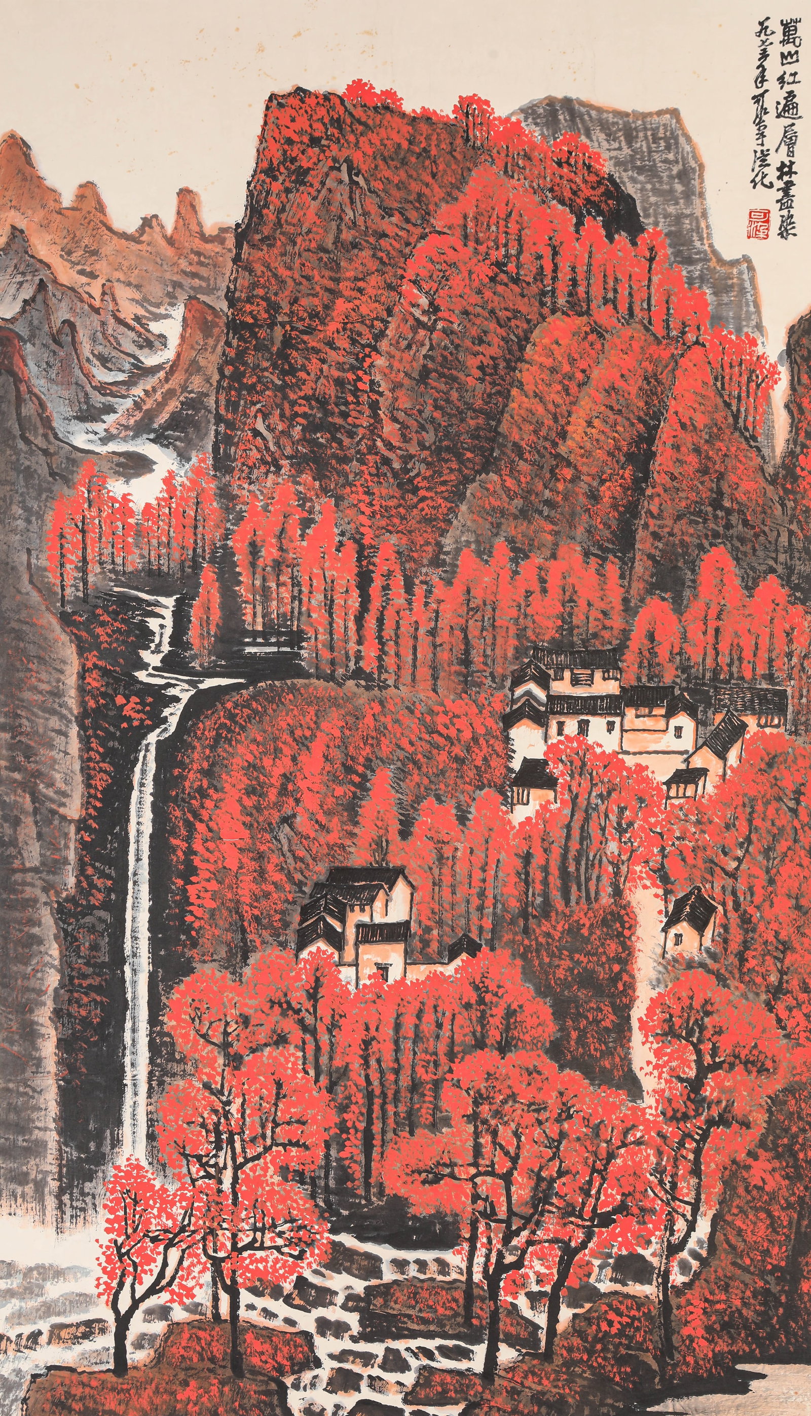 LI KERAN (1907-1989), ATTRIBUTED TO, ALL MOUNTAINS REDDENED: LI KERAN (1907-1989), ATTRIBUTED TO, ALL MOUNTAINS REDDENED Description: Dimensions: Width: 67 cm x Height: 116 cm. All measurements are approximate.