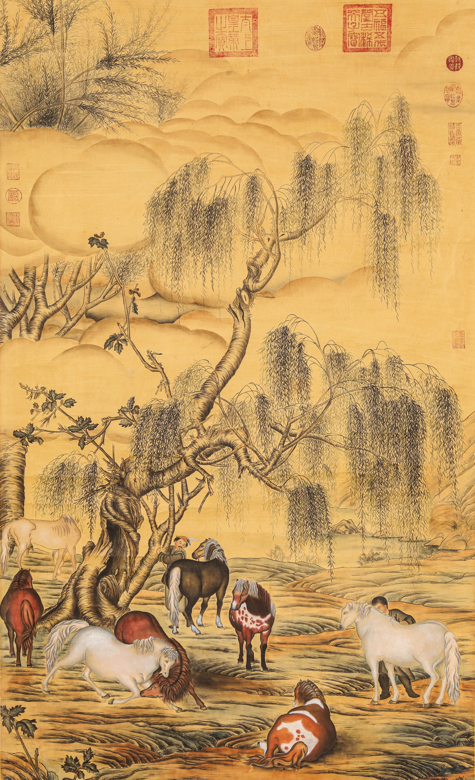ANONYMOUS, ATTRIBUTED TO, GALLOPING HORSES: ANONYMOUS, ATTRIBUTED TO, GALLOPING HORSES Description: Dimensions: Width: 81 cm x Height: 135 cm. All measurements are approximate.