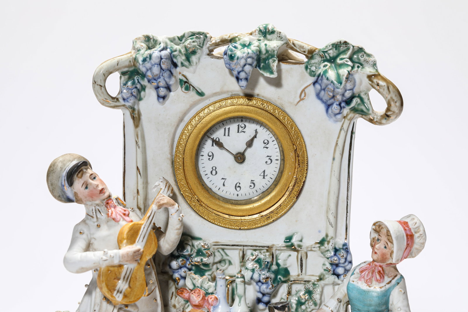 A PORCELAIN FIGURE MANTEL CLOCK - 2