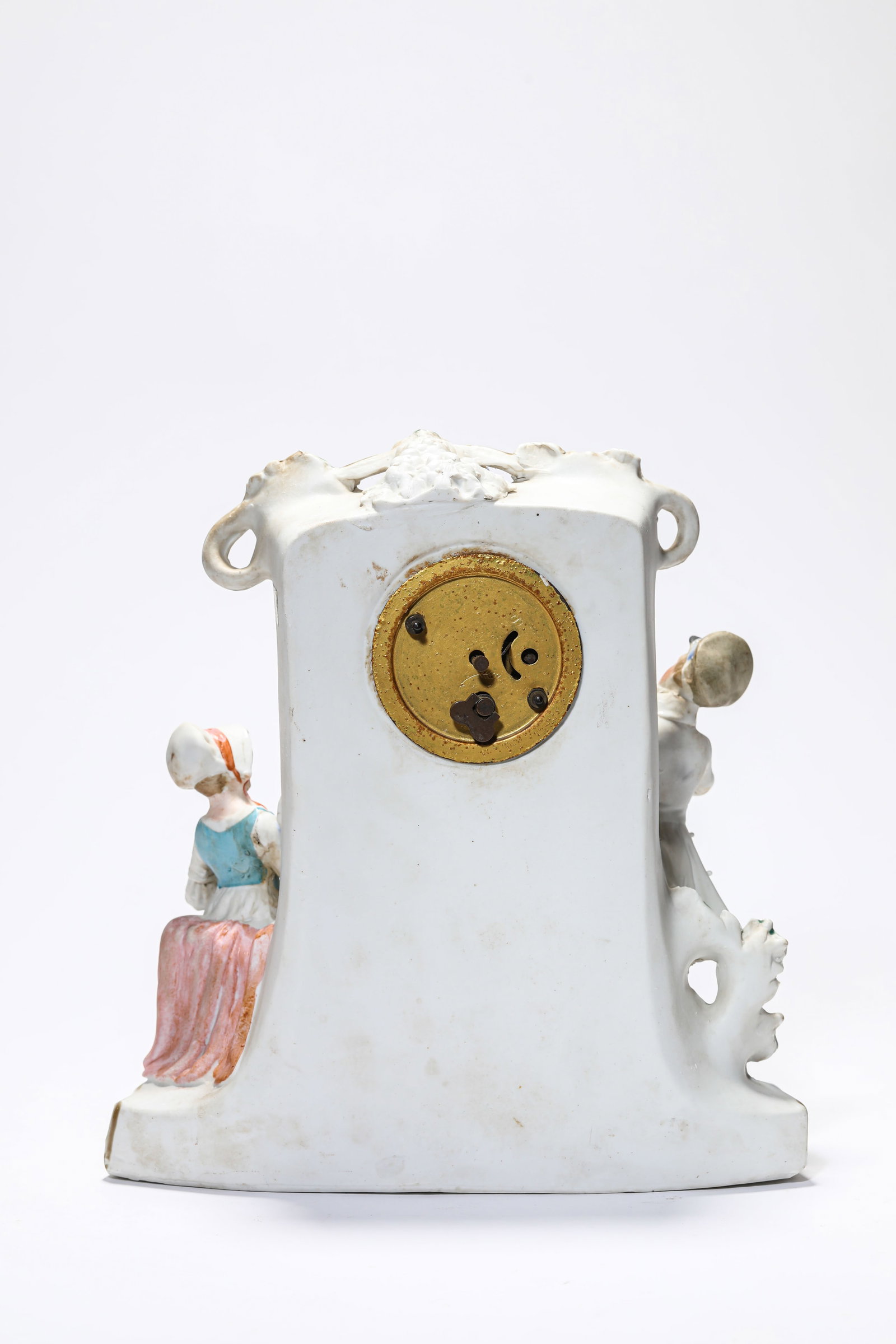 A PORCELAIN FIGURE MANTEL CLOCK - 5