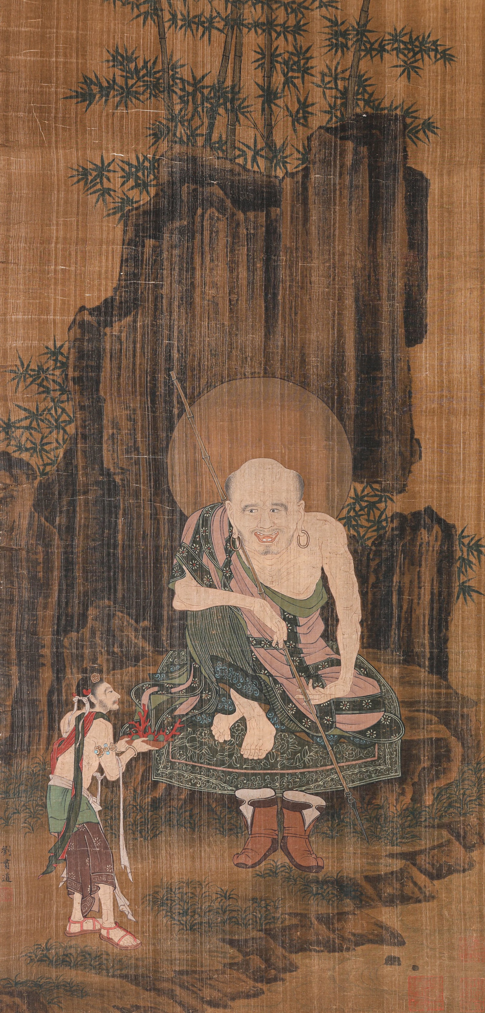 LIU GUANDAO (ACT. 13TH CENTURY), ATTRIBUTED TO, ARHAT: LIU GUANDAO (ACT. 13TH CENTURY), ATTRIBUTED TO, ARHAT Description: Dimensions: Width: 44 cm x Height: 92 cm. All measurements are approximate.